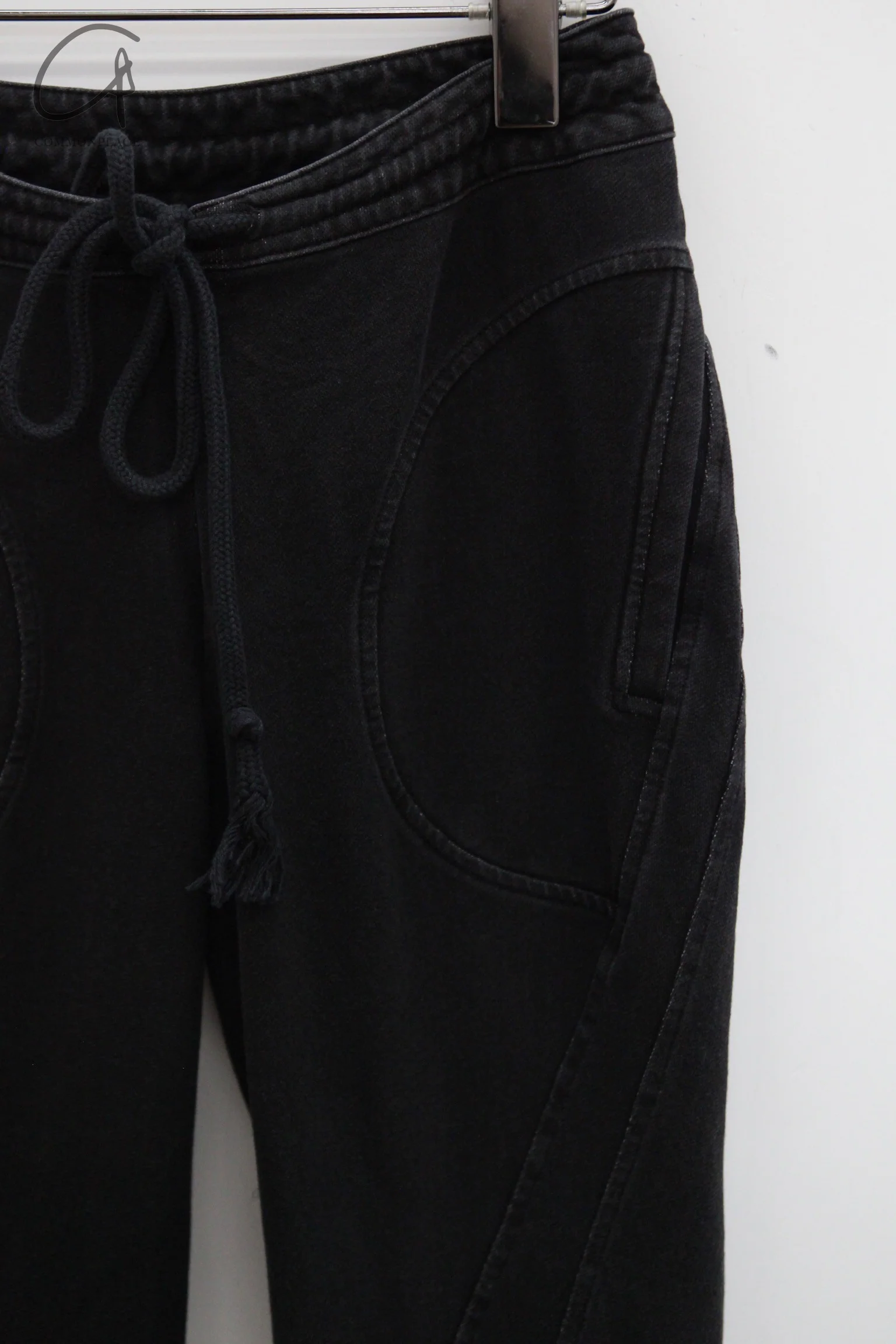 OUDE WAAG 25 Spring/Summer Washed Knit Flared Pants OW-OW-25SS-PT04C1BL900-HEI Black - Image 4