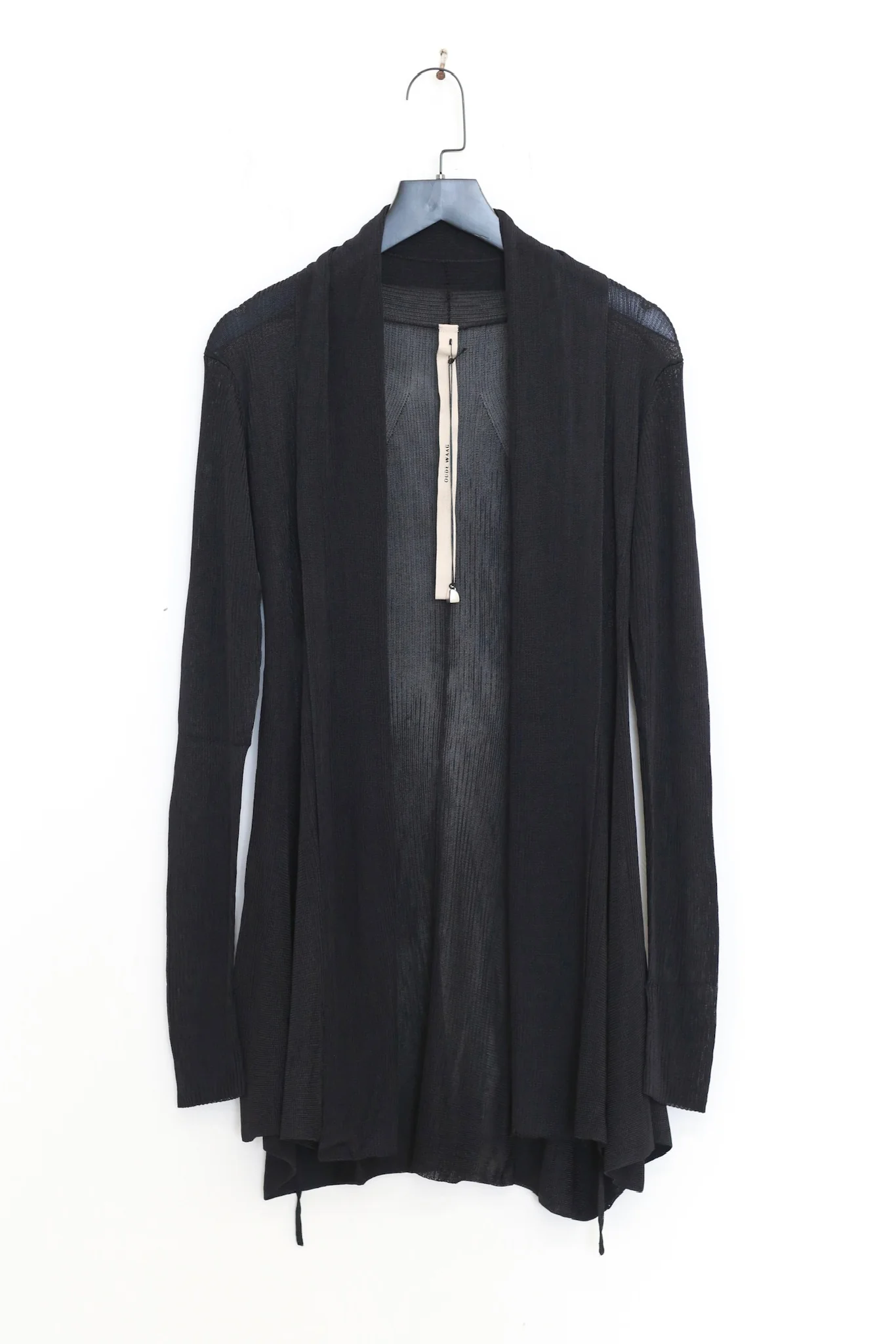 OUDE WAAG 26 Early Spring Fishtail Curve Ribbed Knit Cardigan OW-26RS-KT06R1-BL900 Black - Image 2