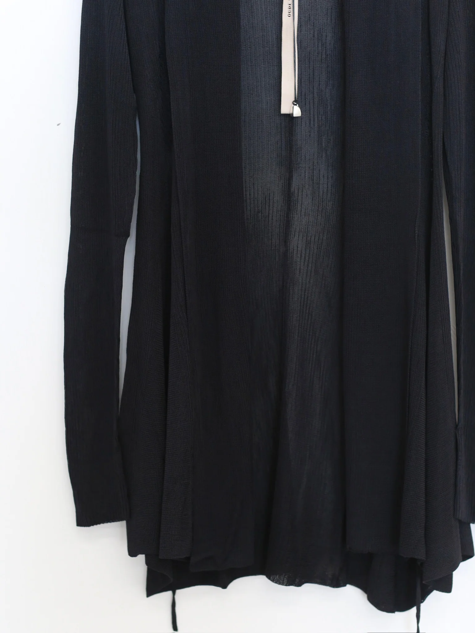 OUDE WAAG 26 Early Spring Fishtail Curve Ribbed Knit Cardigan OW-26RS-KT06R1-BL900 Black - Image 4