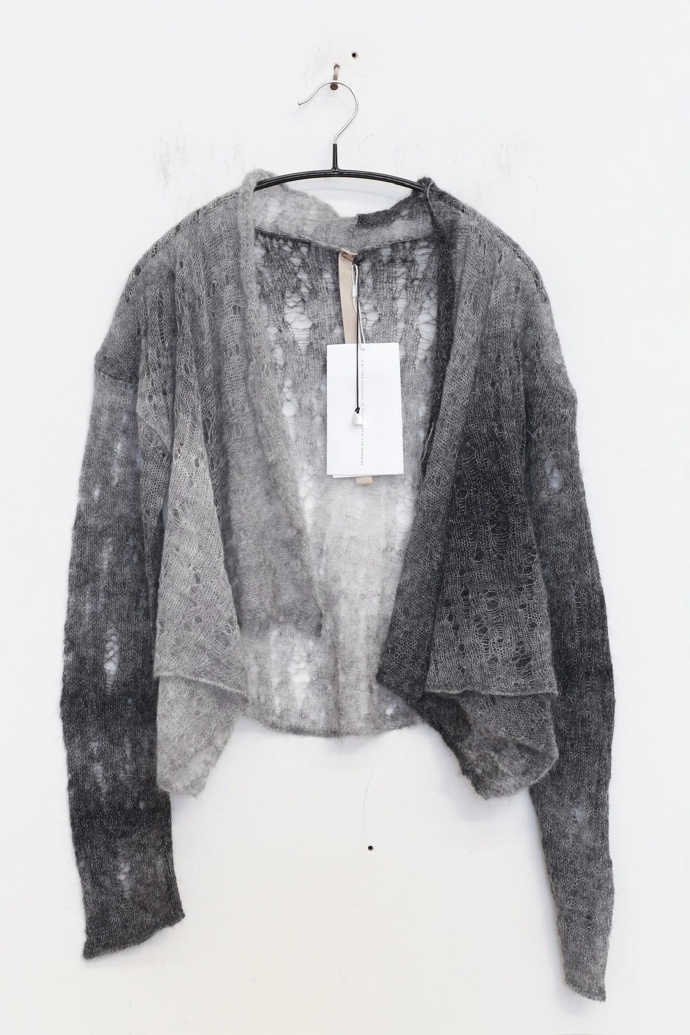 OUDE WAAG 26 Early Spring Gradient Mohair Knit Cardigan OW-26RS-KT08M2-BL098 Black/Grey - Image 2
