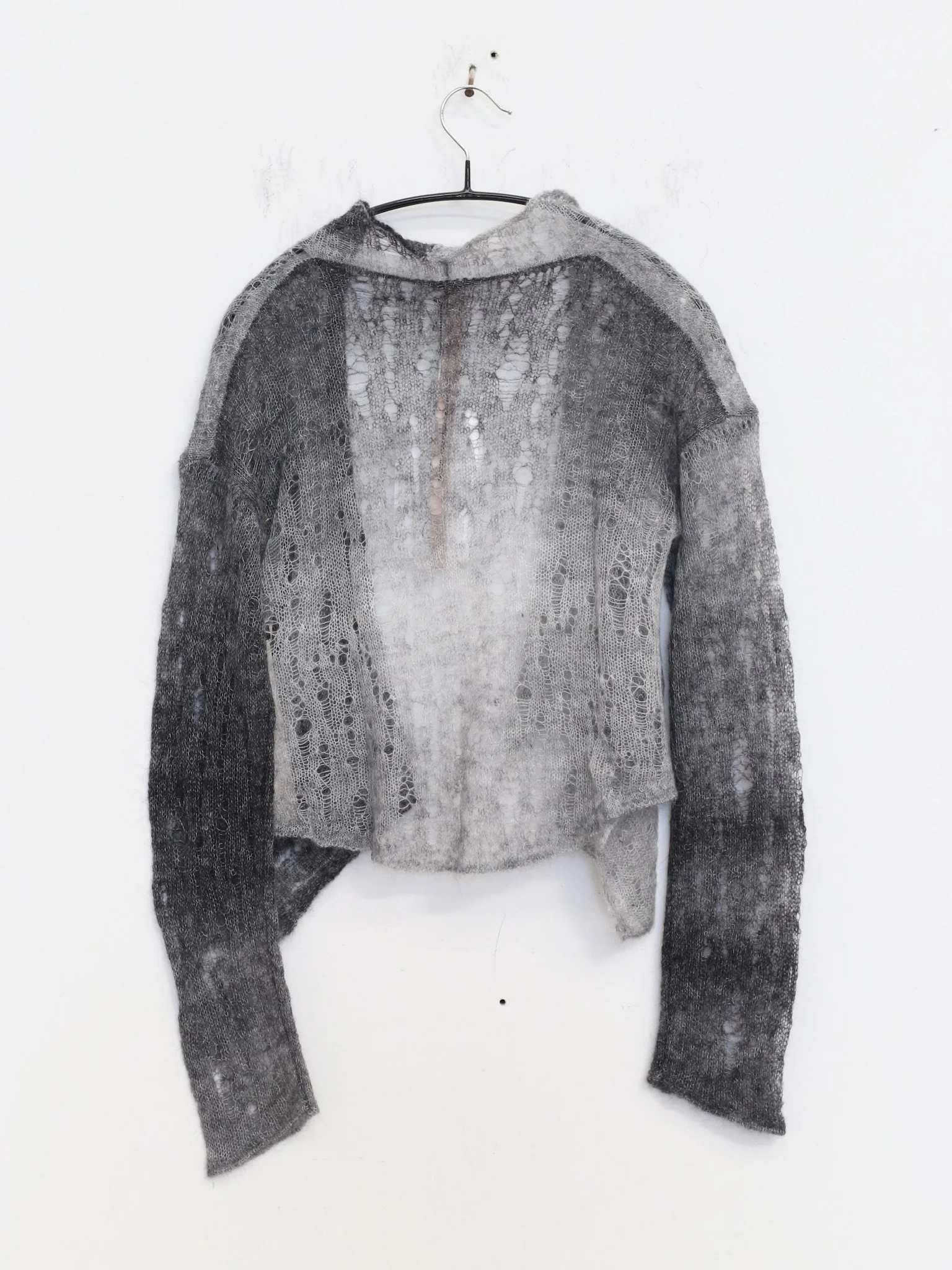 OUDE WAAG 26 Early Spring Gradient Mohair Knit Cardigan OW-26RS-KT08M2-BL098 Black/Grey - Image 5