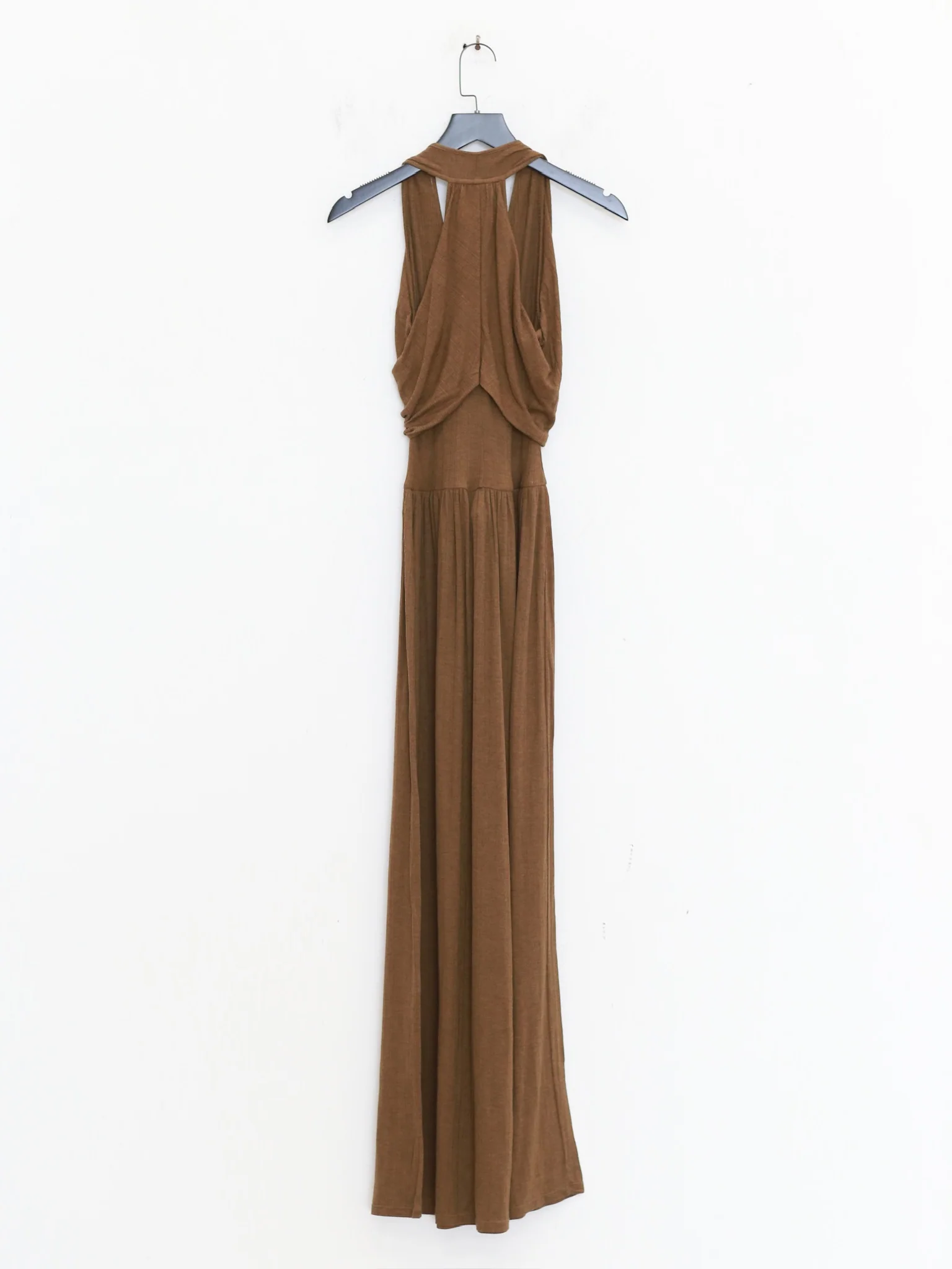 OUDE WAAG 26 Early Spring V-neck draped ribbed dress OW-26RS-DS03T2-GR540 Olive Green - Image 10