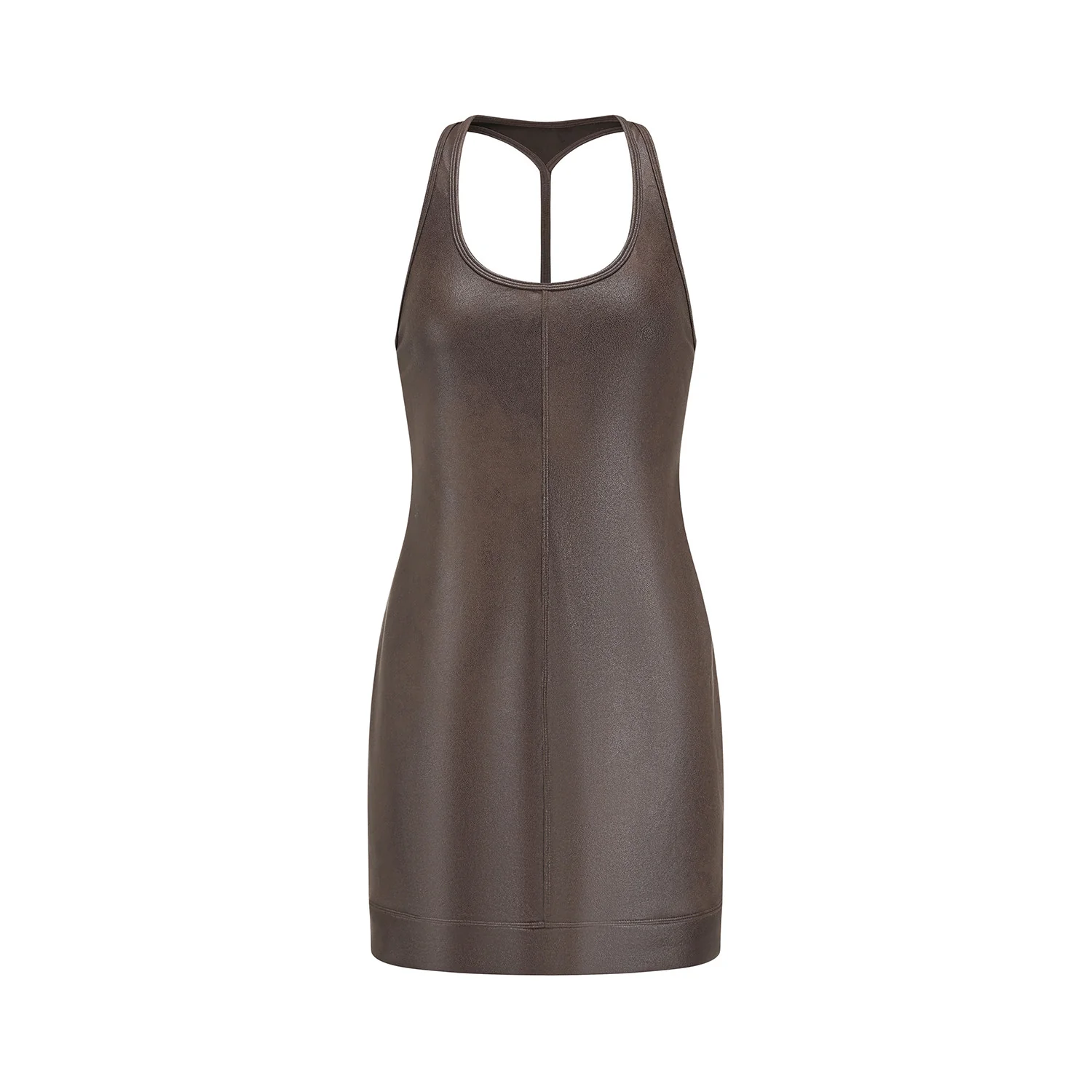 OUDE WAAG 26RS Stretch Eco-Friendly Leather Mini Dress/Flare Pants OW-OW-26RS-DS07-KF BR440 Coffee Brown - Image 5