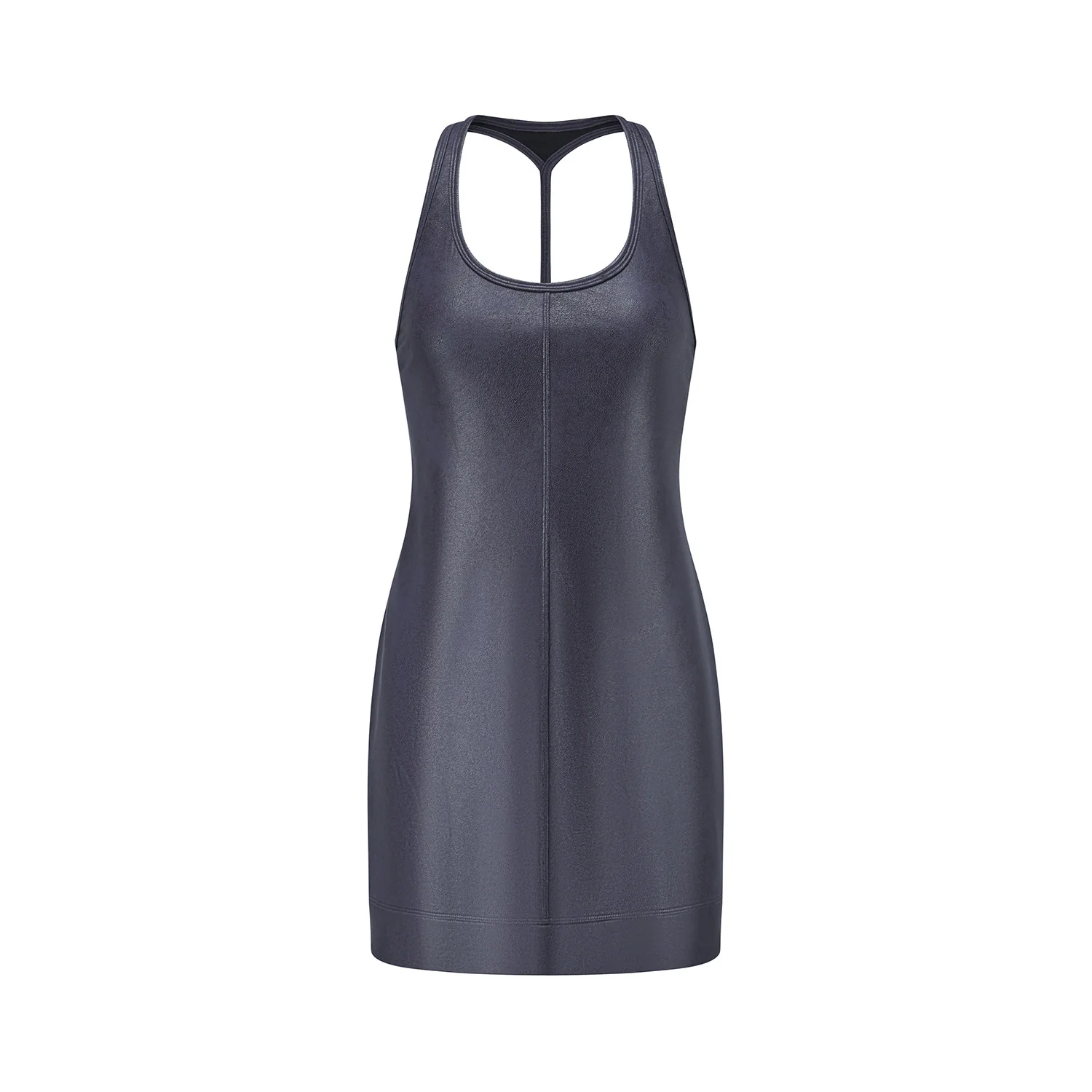 OUDE WAAG 26RS Stretch Eco-Friendly Leather Mini Dress/Flare Pants OW-OW-26RS-DS07-ML BU690 Dark Blue - Image 5