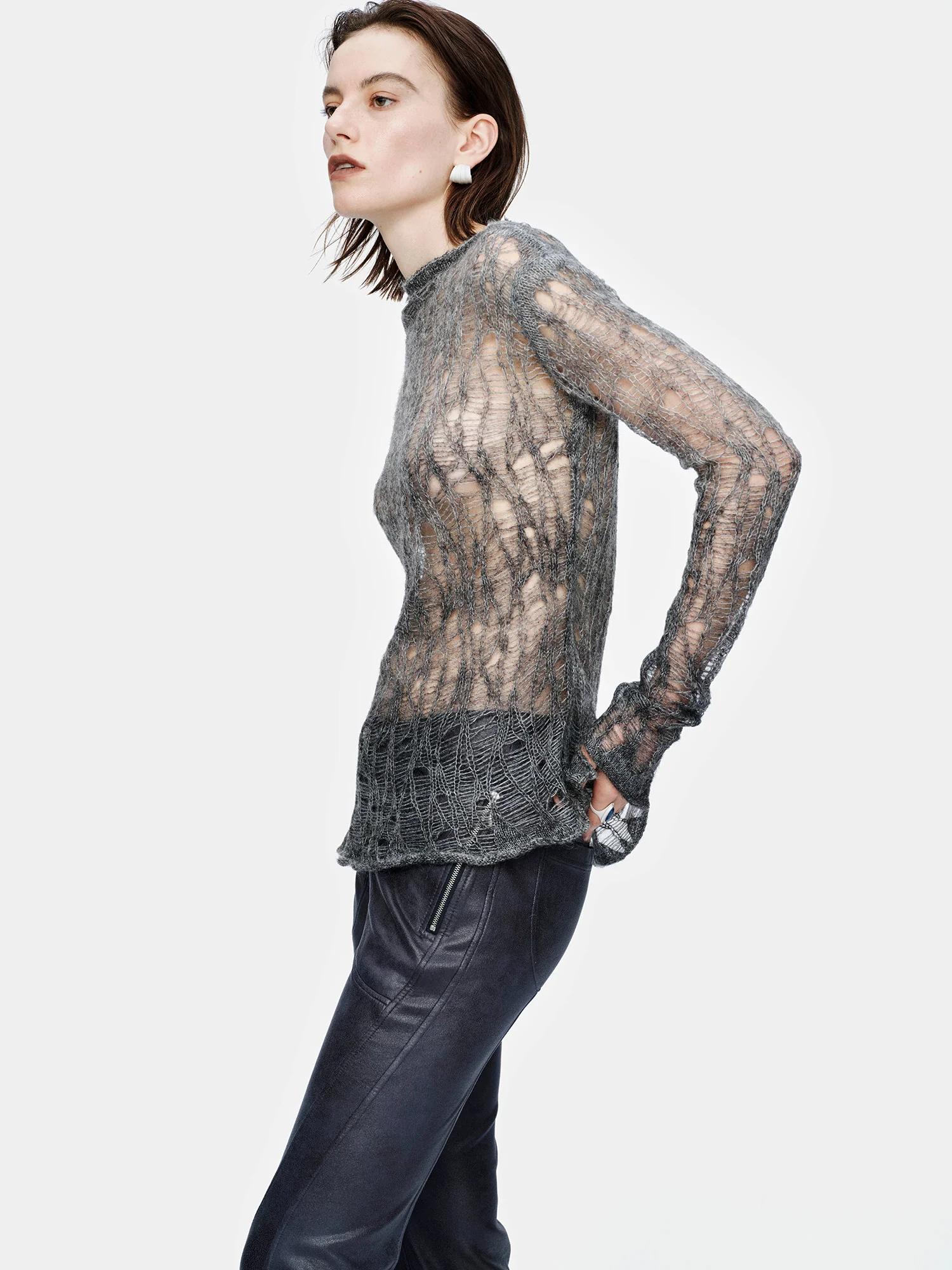 OUDE WAAG 26RS Stretch Eco-Friendly Leather Mini Dress/Flare Pants OW-OW-26RS-PT01-ML BU690 Dark Blue Pants (OW-26RS-DS07) - Image 3
