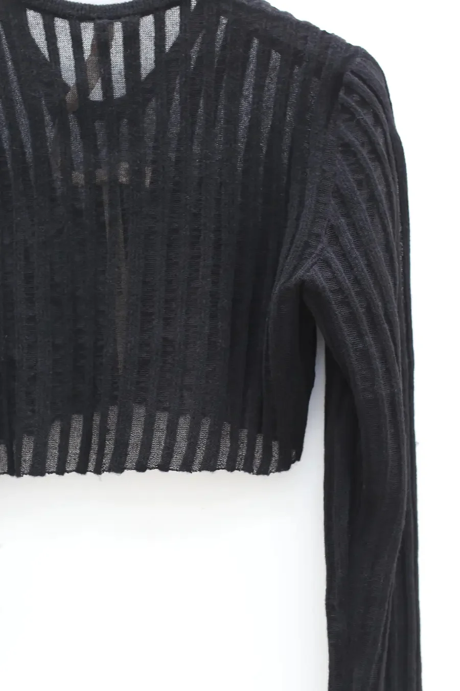 OUDE WAAG Alpaca Stripe Knit Bolero OW-23AW-KT11A2BL900 Black (OW-23AW-KT11) - Image 3