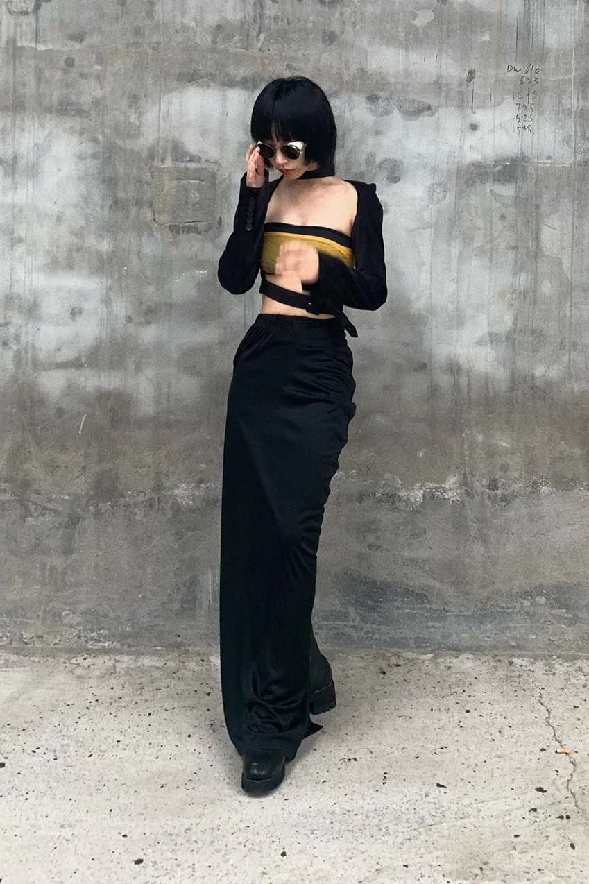 OUDE WAAG Around the Neck Printed Double Layer Tube Top OW-21AW-AS11OR039 Orange Black OW-21AW-AS11 - Image 12