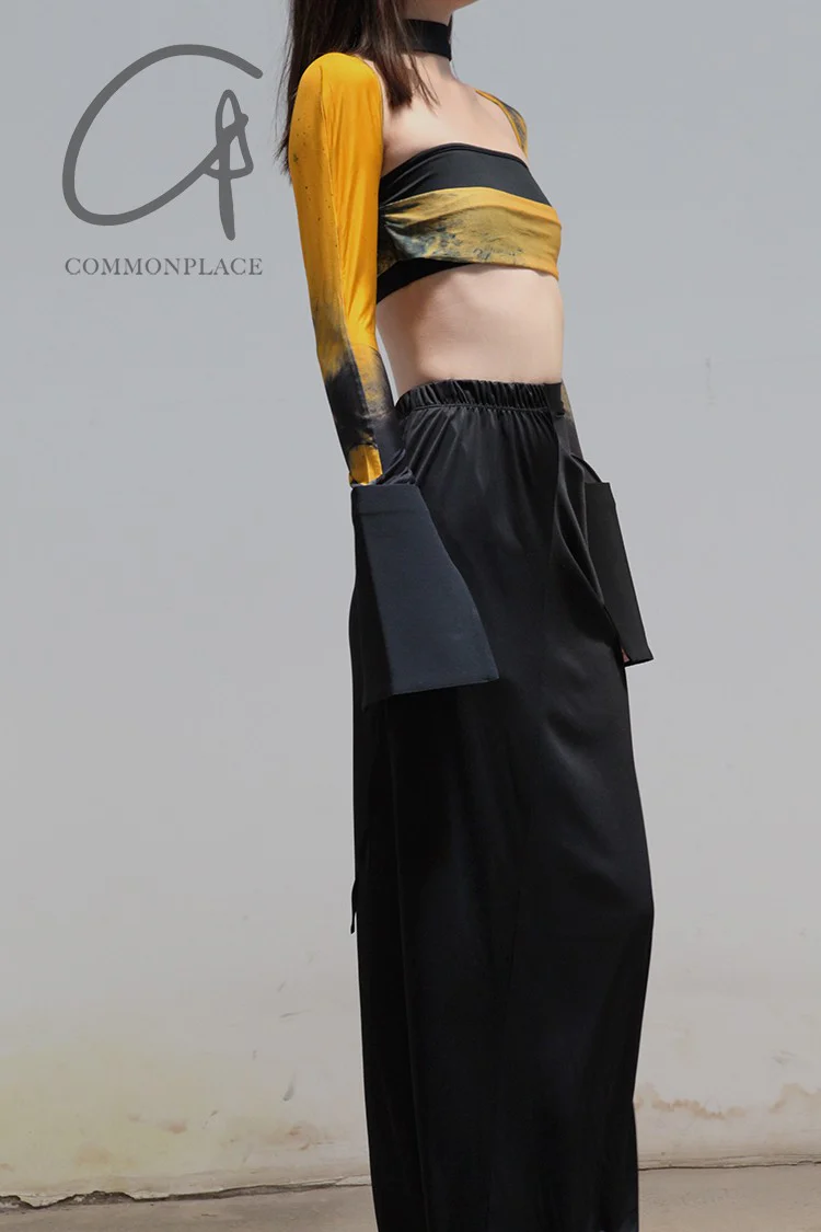 OUDE WAAG Around the Neck Printed Double Layer Tube Top OW-21AW-AS11OR039 Orange Black OW-21AW-AS11 - Image 5