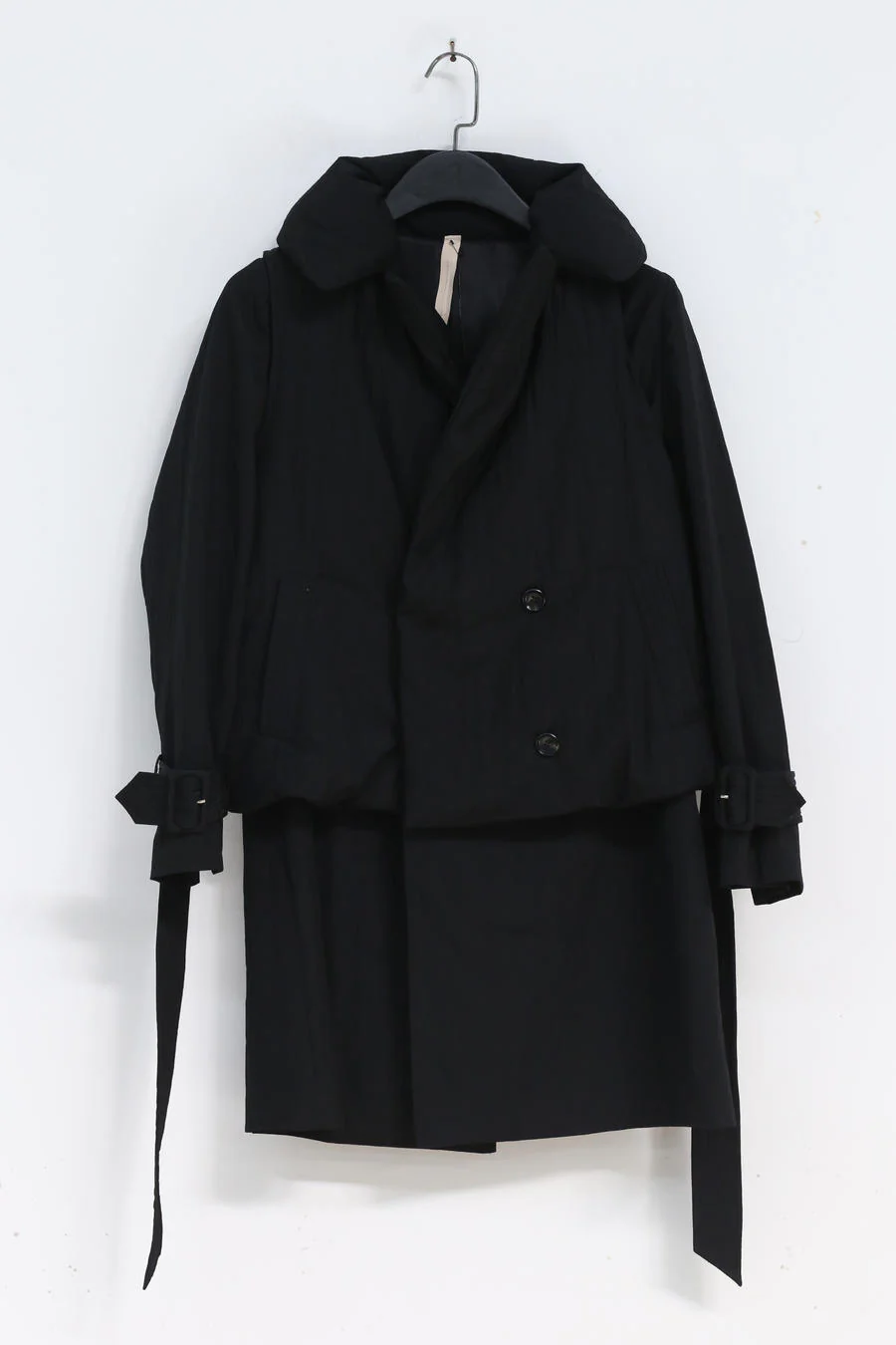 OUDE WAAG bright silk wool down trench coat OW-21AW-DJ01BL900 black POW16 - Image 6