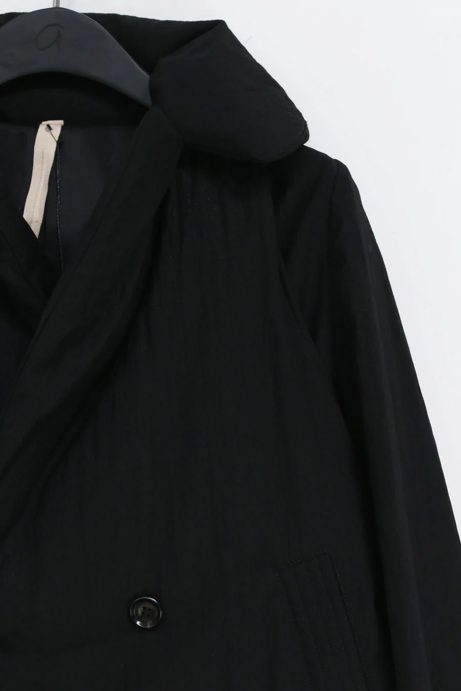 OUDE WAAG bright silk wool down trench coat OW-21AW-DJ01BL900 black POW16 - Image 8