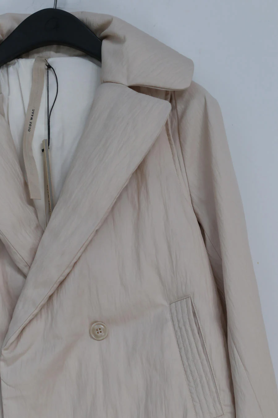 OUDE WAAG bright silk wool down trench coat OW-21AW-DJ01PK210 pink and white POW16 - Image 10