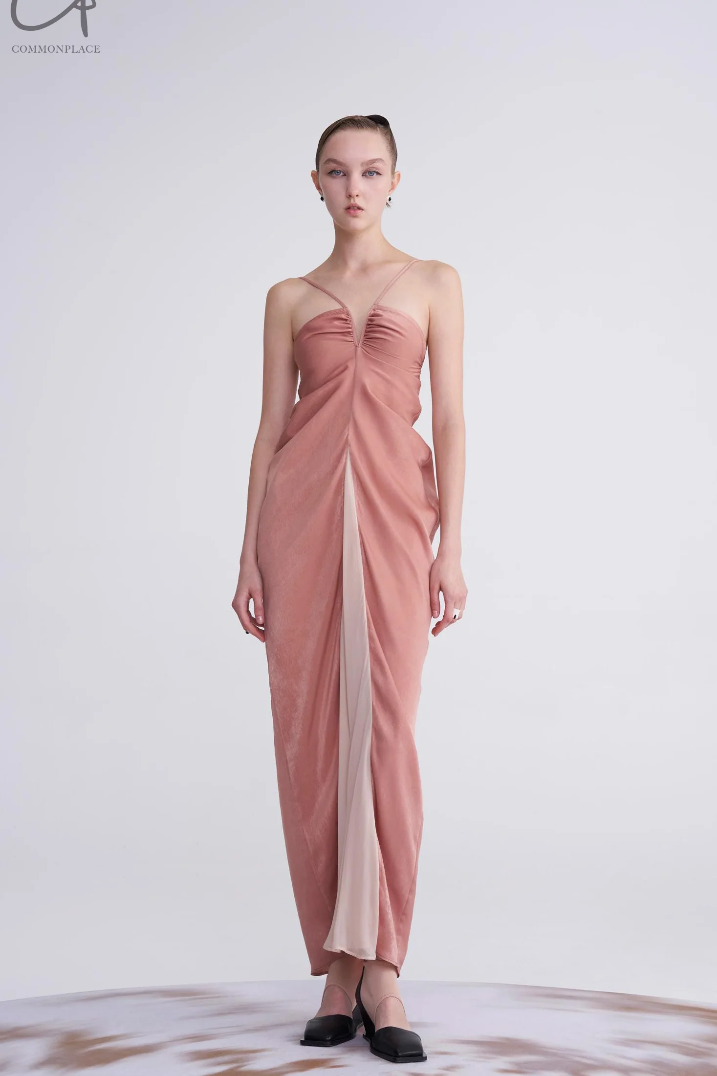 OUDE WAAG Chiffon Panel Drape Dress OW-23SS-DS12 Pink - Image 10