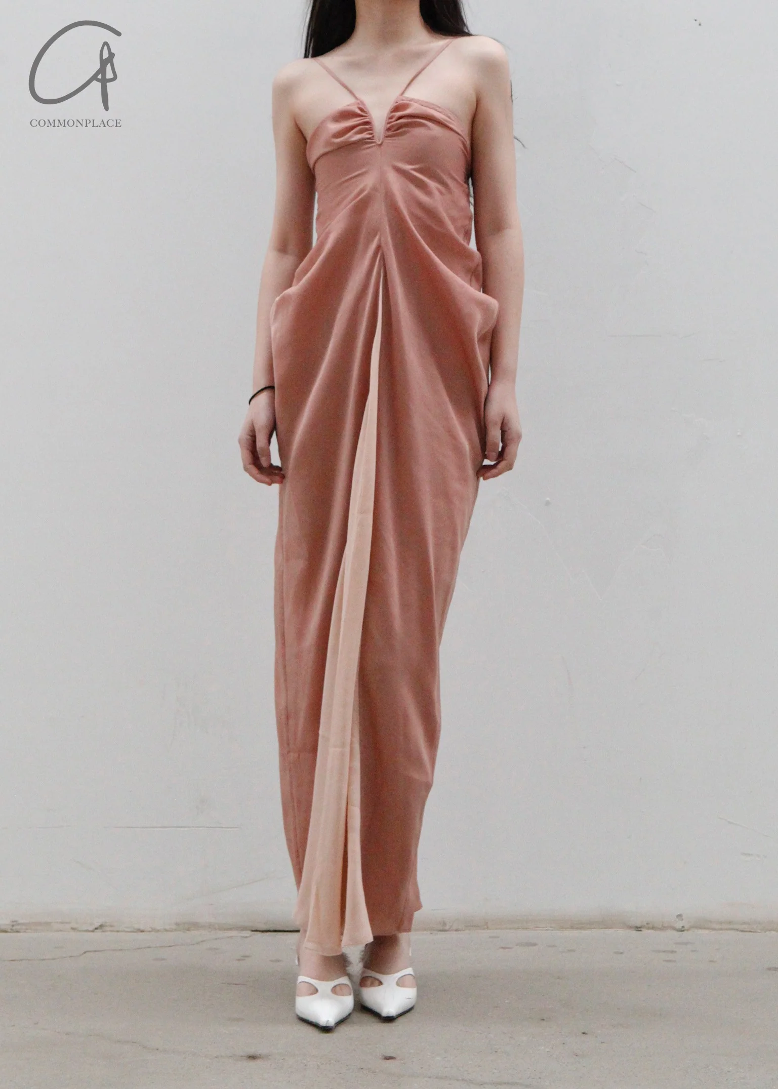 OUDE WAAG Chiffon Panel Drape Dress OW-23SS-DS12 Pink - Image 4