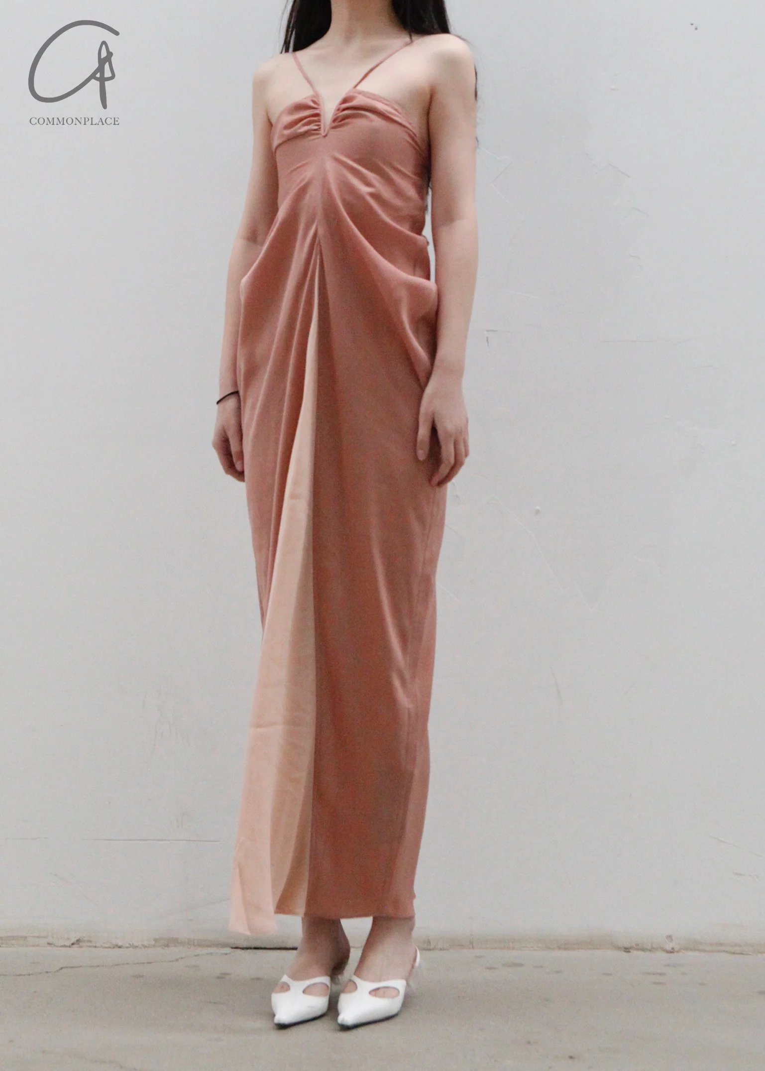 OUDE WAAG Chiffon Panel Drape Dress OW-23SS-DS12 Pink - Image 5