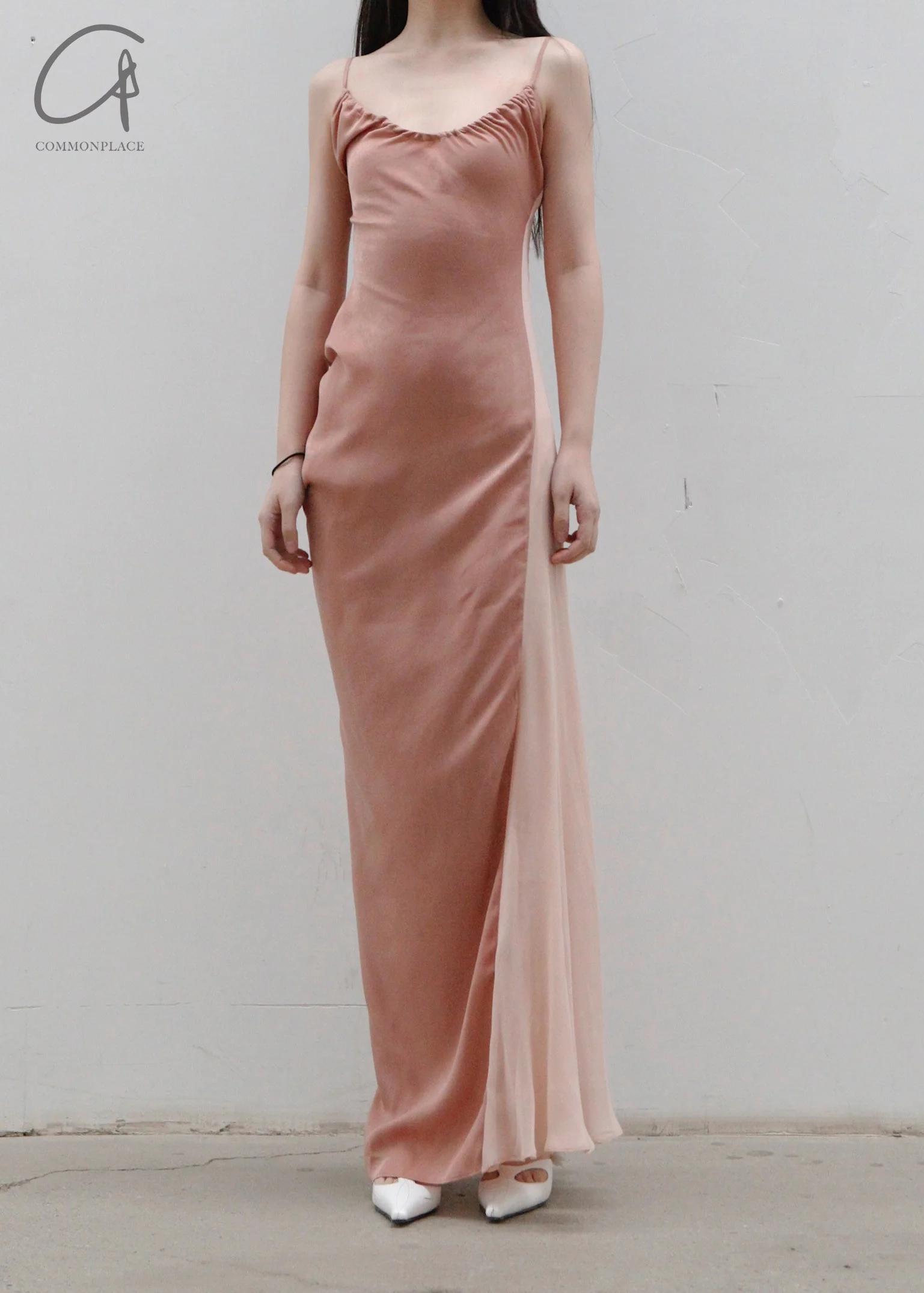 OUDE WAAG Chiffon Stitching Sling Dress OW-23SS-DS10 Pink