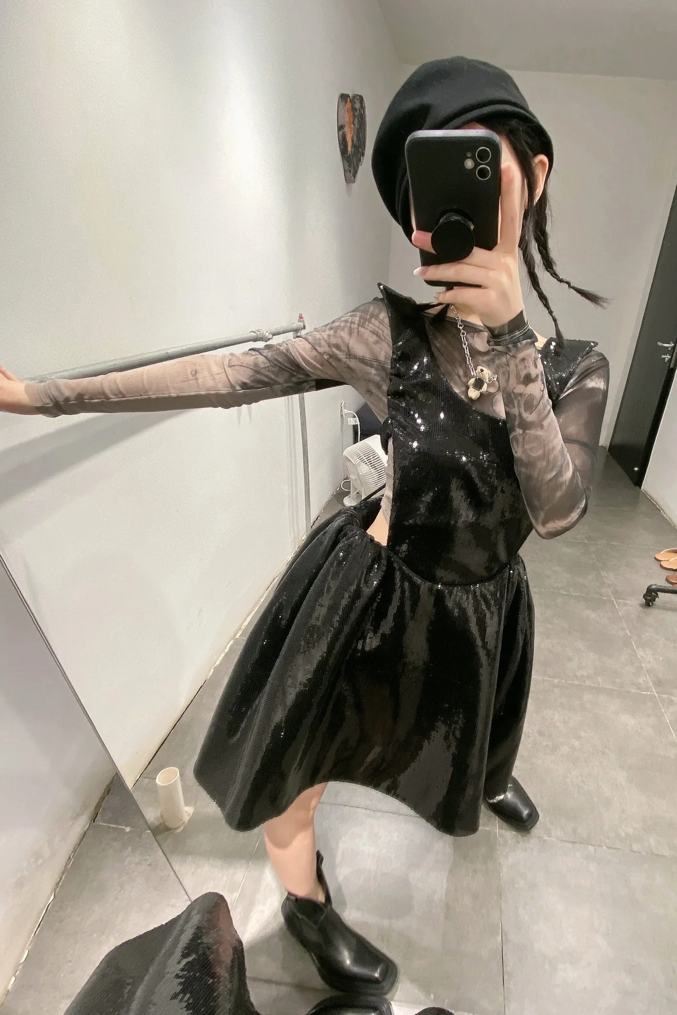 OUDE WAAG classic mesh printed base coat OW-21AW-UW04GY089 gray and black OW-21AW-UW04 - Image 21