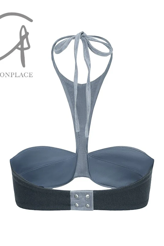 OUDE WAAG Corduroy Halter Corset OW-23AW-AS01P1BU660 Light Blue (OW-23AW-AS01) - Image 10