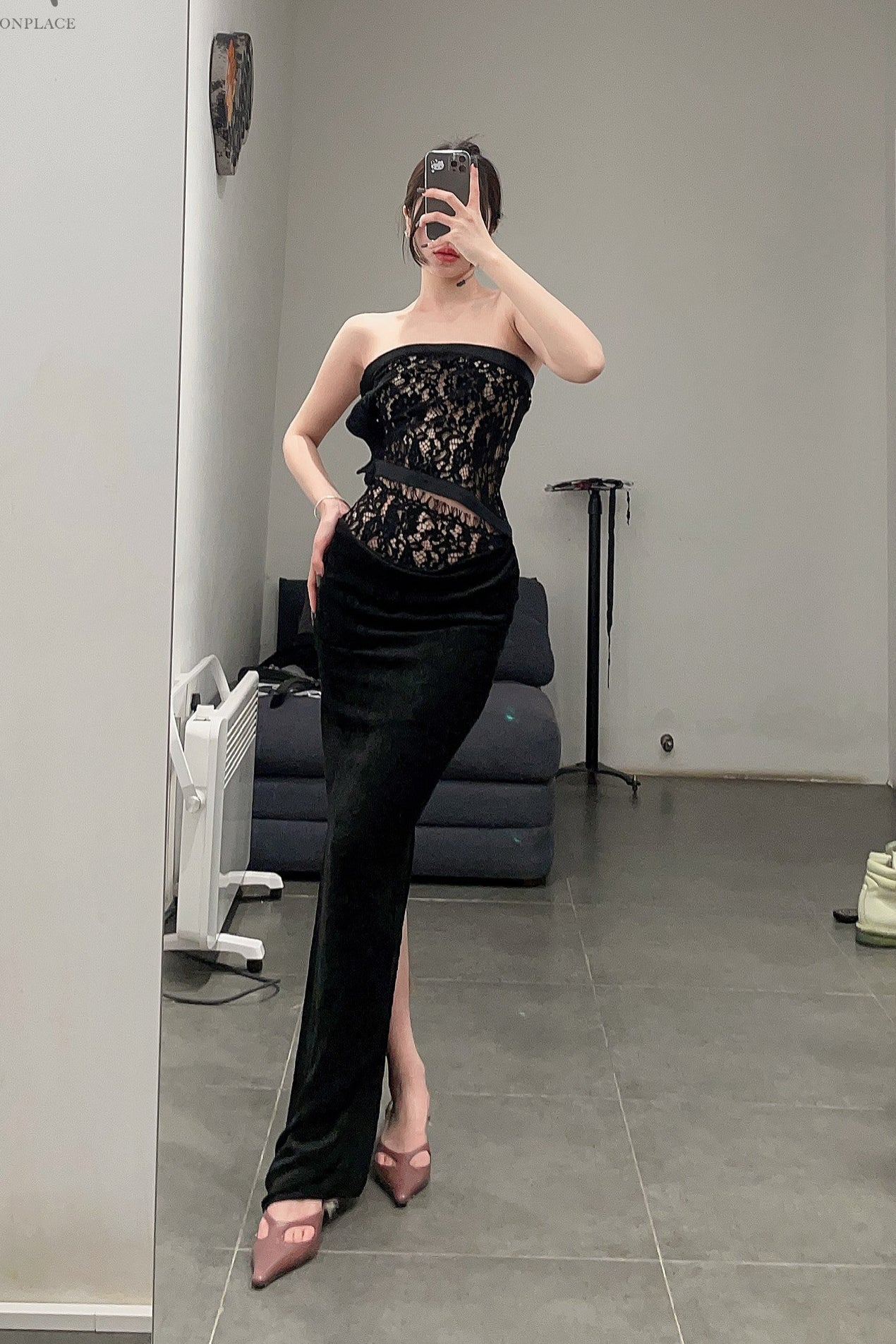 OUDE WAAG Core Velvet New Jet Sleeping skirt OW-23SS-SK05 Black - Image 12