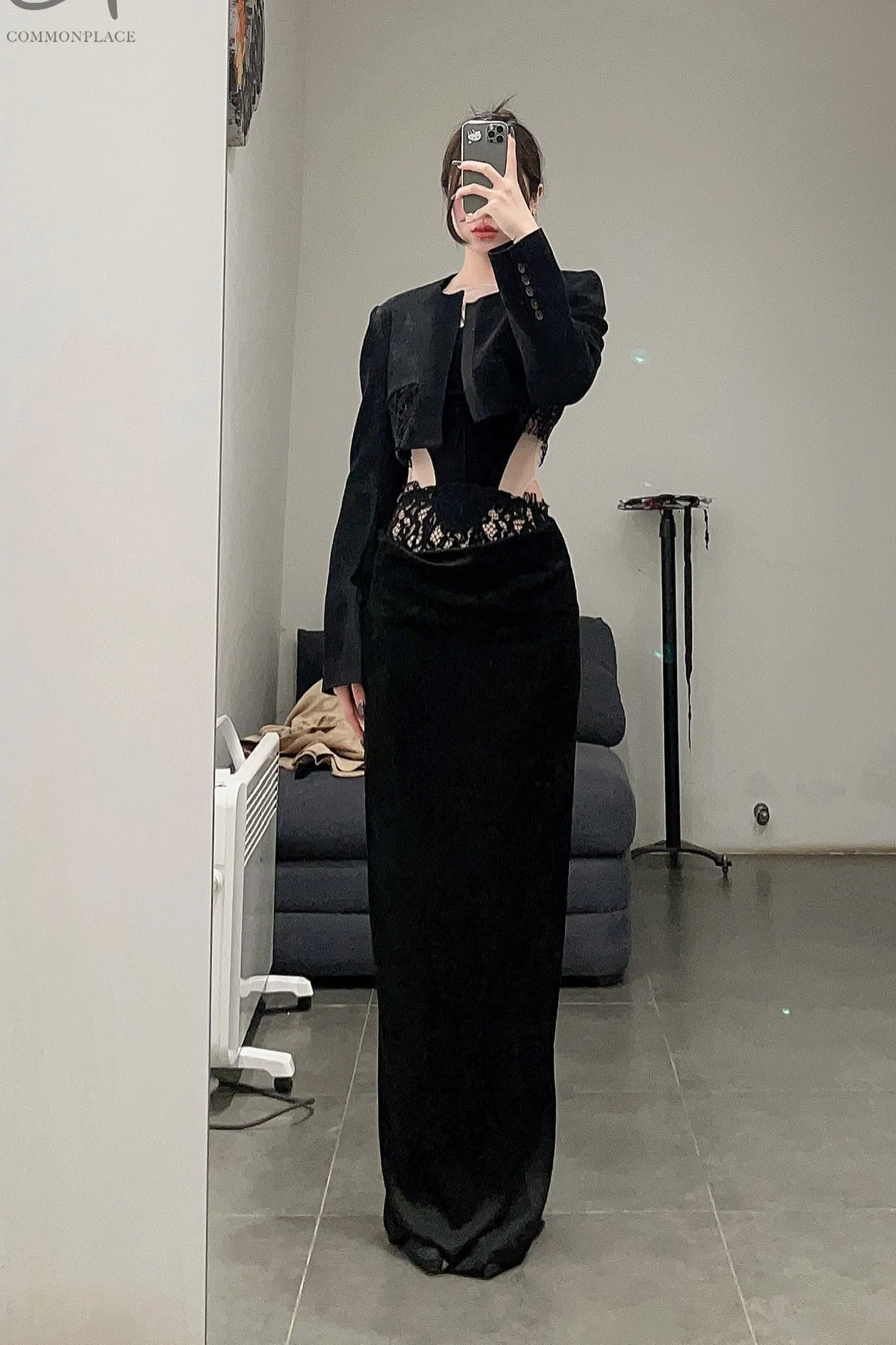 OUDE WAAG Core Velvet New Jet Sleeping skirt OW-23SS-SK05 Black - Image 17