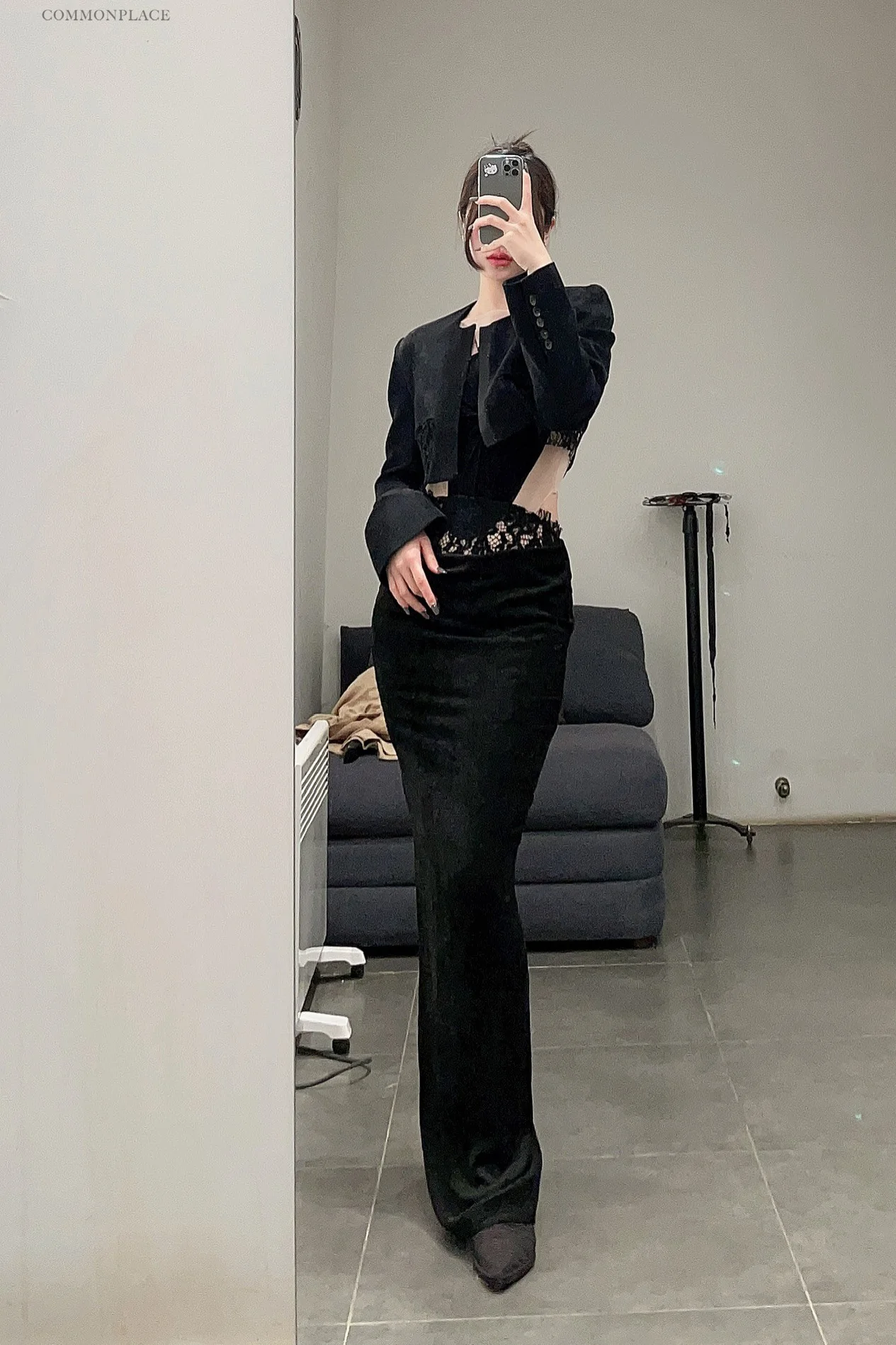 OUDE WAAG Core Velvet New Jet Sleeping skirt OW-23SS-SK05 Black - Image 18