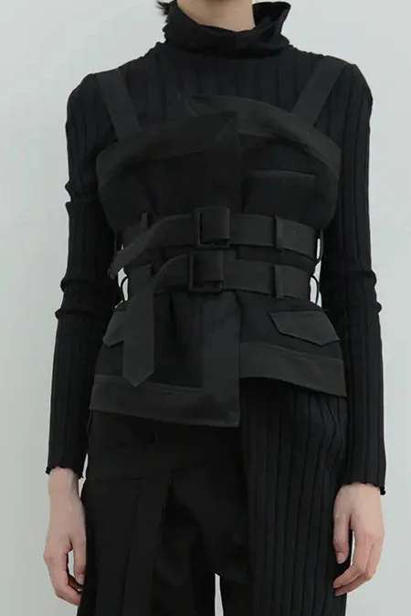 OUDE WAAG Deconstructed stitching waistcoat OW-20AW-TP04