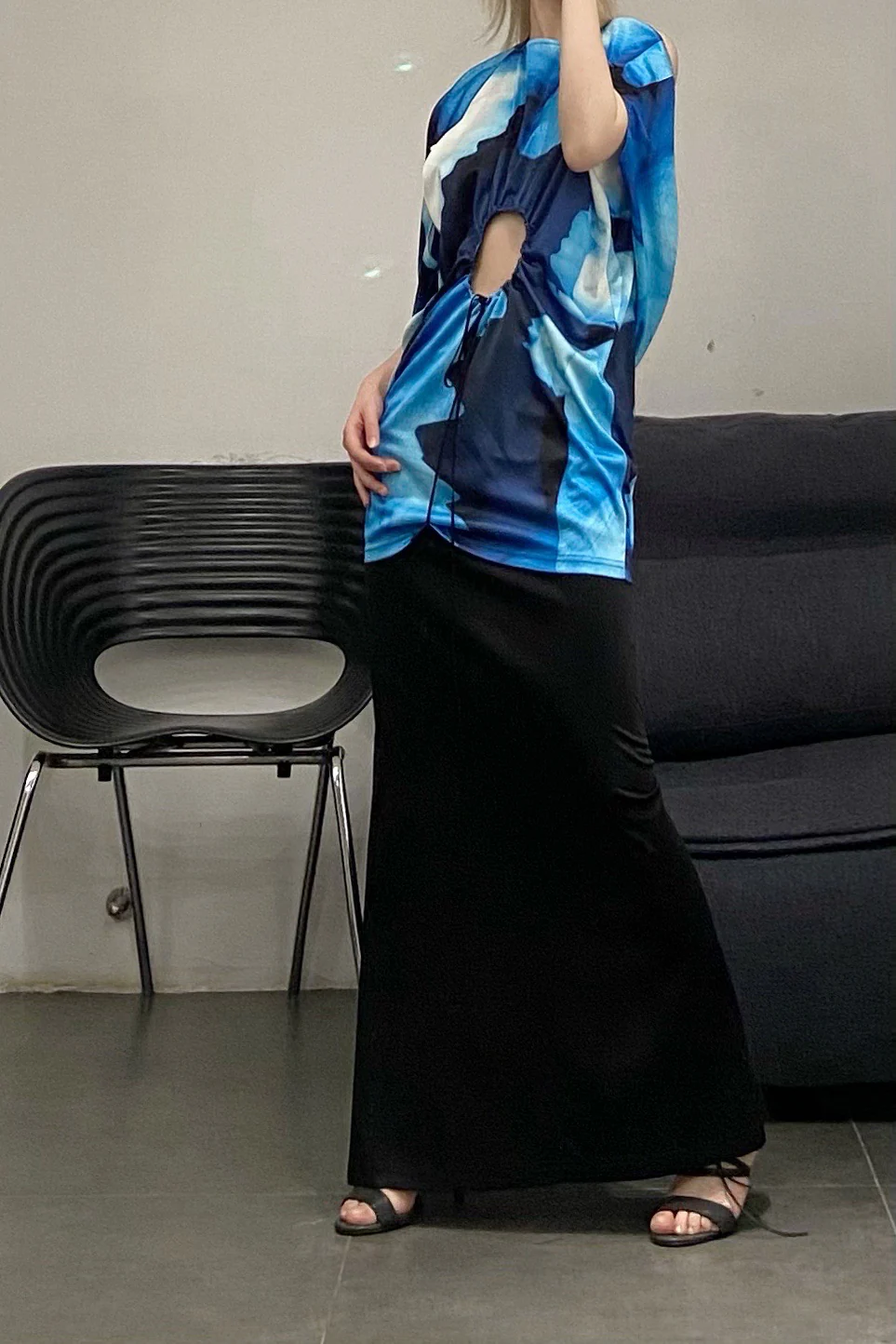 Oude waag deconstructs open back print Jumpsuit skirt ow-21ss-ds03bu44 powds03 - Image 4