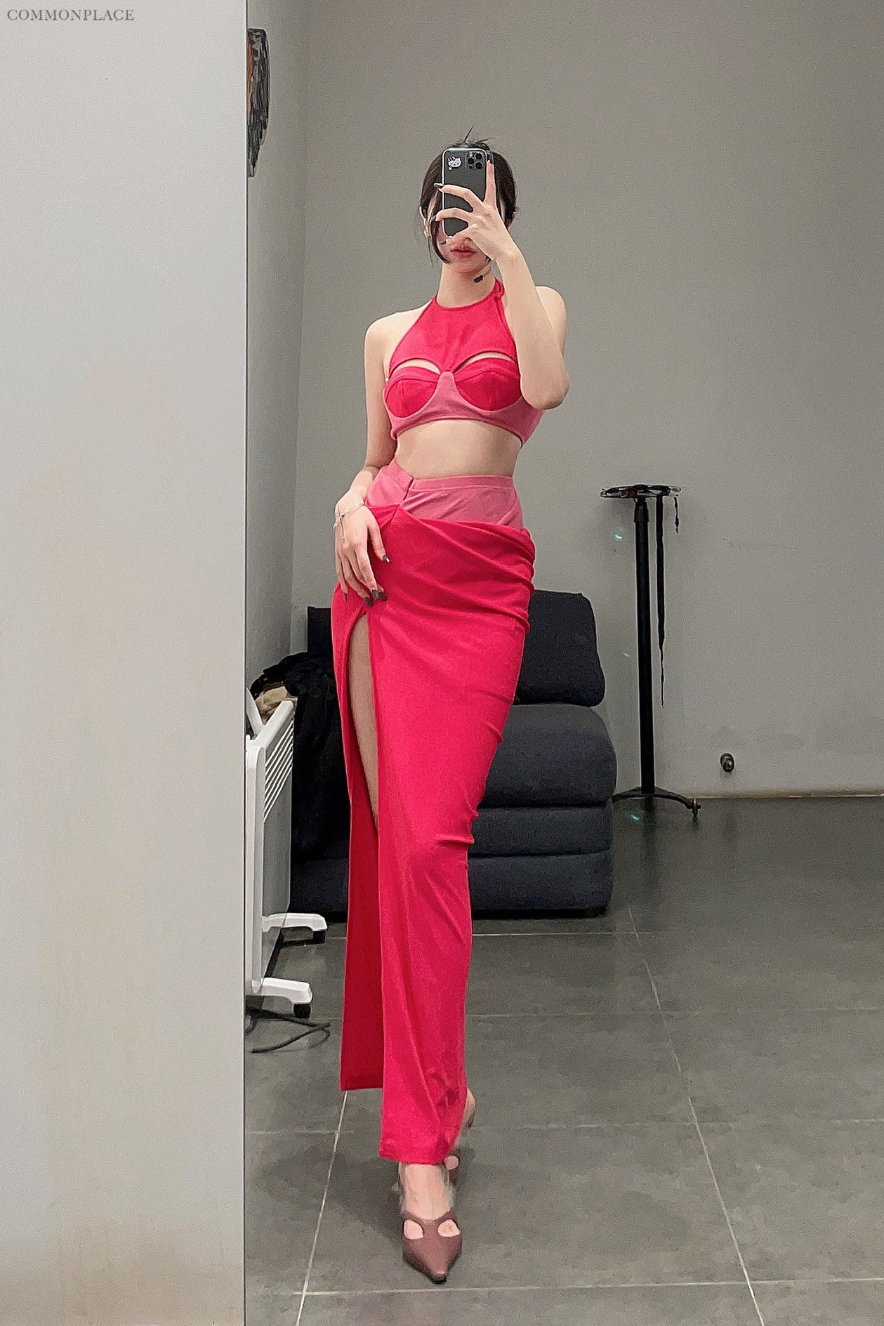 OUDE WAAG double-layer hanging slit slit skirt OW-23SS-SK02 pink - Image 11