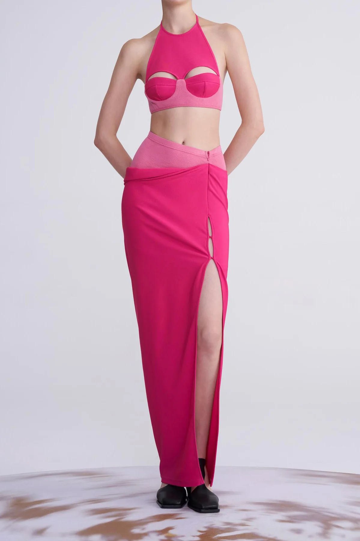 OUDE WAAG double-layer hanging slit slit skirt OW-23SS-SK02 pink - Image 2