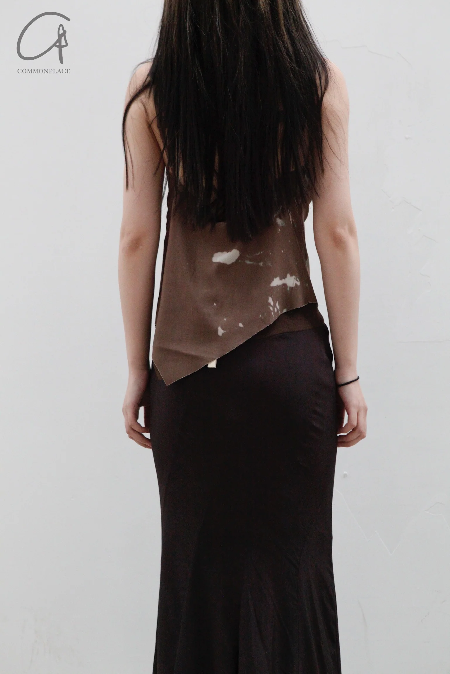 OUDE WAAG Double Layer Swing Neck Camisole OW-23SS-TP07 Brown & White Print - Image 7