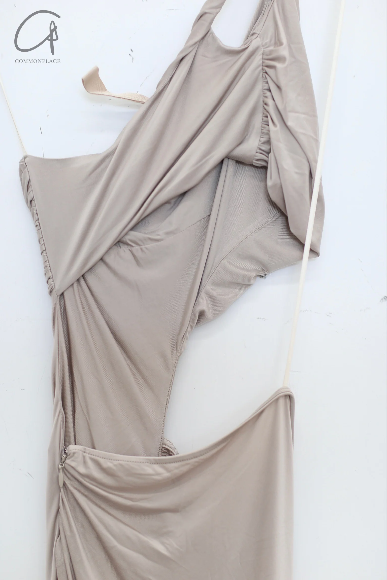 OUDE WAAG Draped Asymmetric Dress OW-24SS-DS06 Beige - Image 4