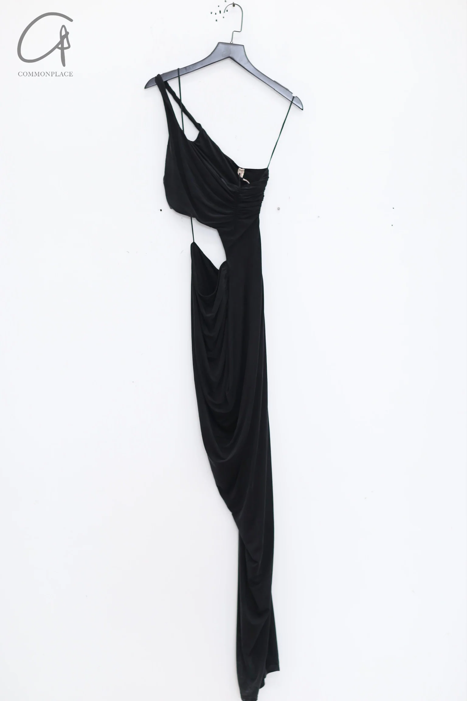 OUDE WAAG Draped Asymmetric Dress OW-24SS-DS06 Black - Image 7