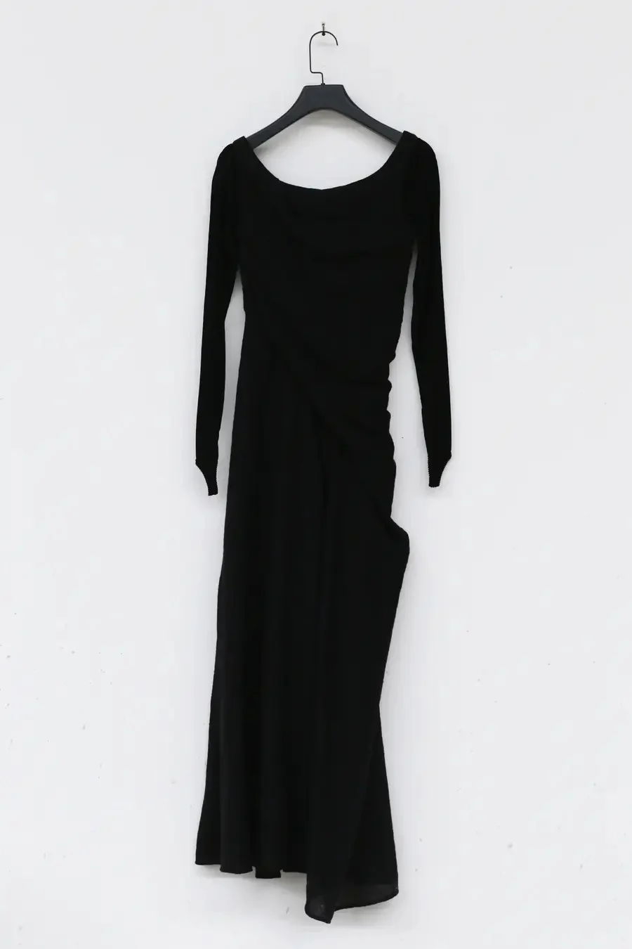 OUDE WAAG Draped Asymmetrical Sleeve Dress OW-21AW-DS01BL900 Black POW21 - Image 12