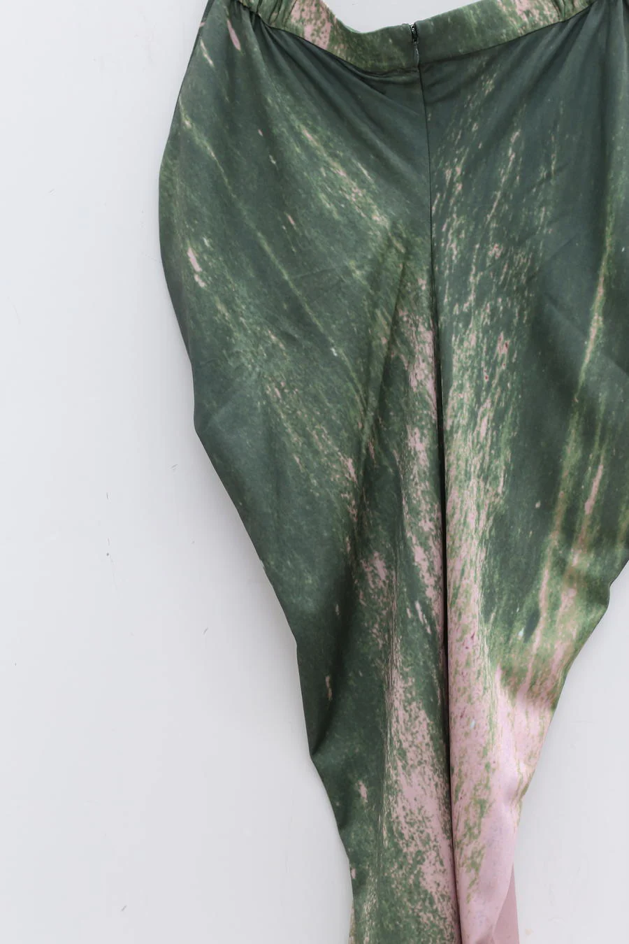 OUDE WAAG Draped Back Slit Print Skirt OW-22AW-SK03 Green Pink Print - Image 18