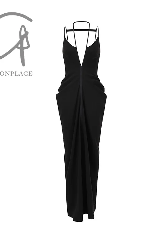 OUDE WAAG Draped Halter Dress OW-24SS-DS03 Black - Image 6