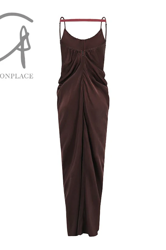 OUDE WAAG DS03 Series Draped Waist Halter Dress OW-OW-23AW-DS03P1RE280-JIUHONG Wine Red OW-23AW-DS03 - Image 10
