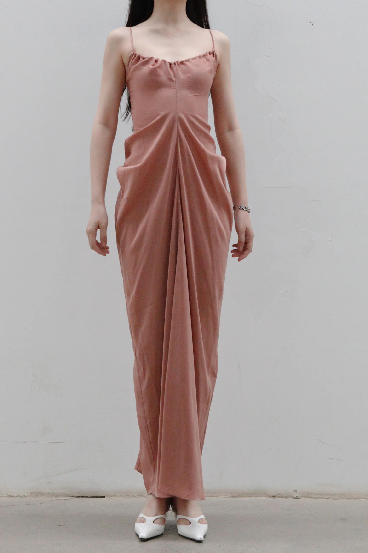 OUDE WAAG Draped Waist Backless Dress OW- OW-23AW-DS03-OUFEN Lotus Pink (OW-23AW-DS03) - Image 5