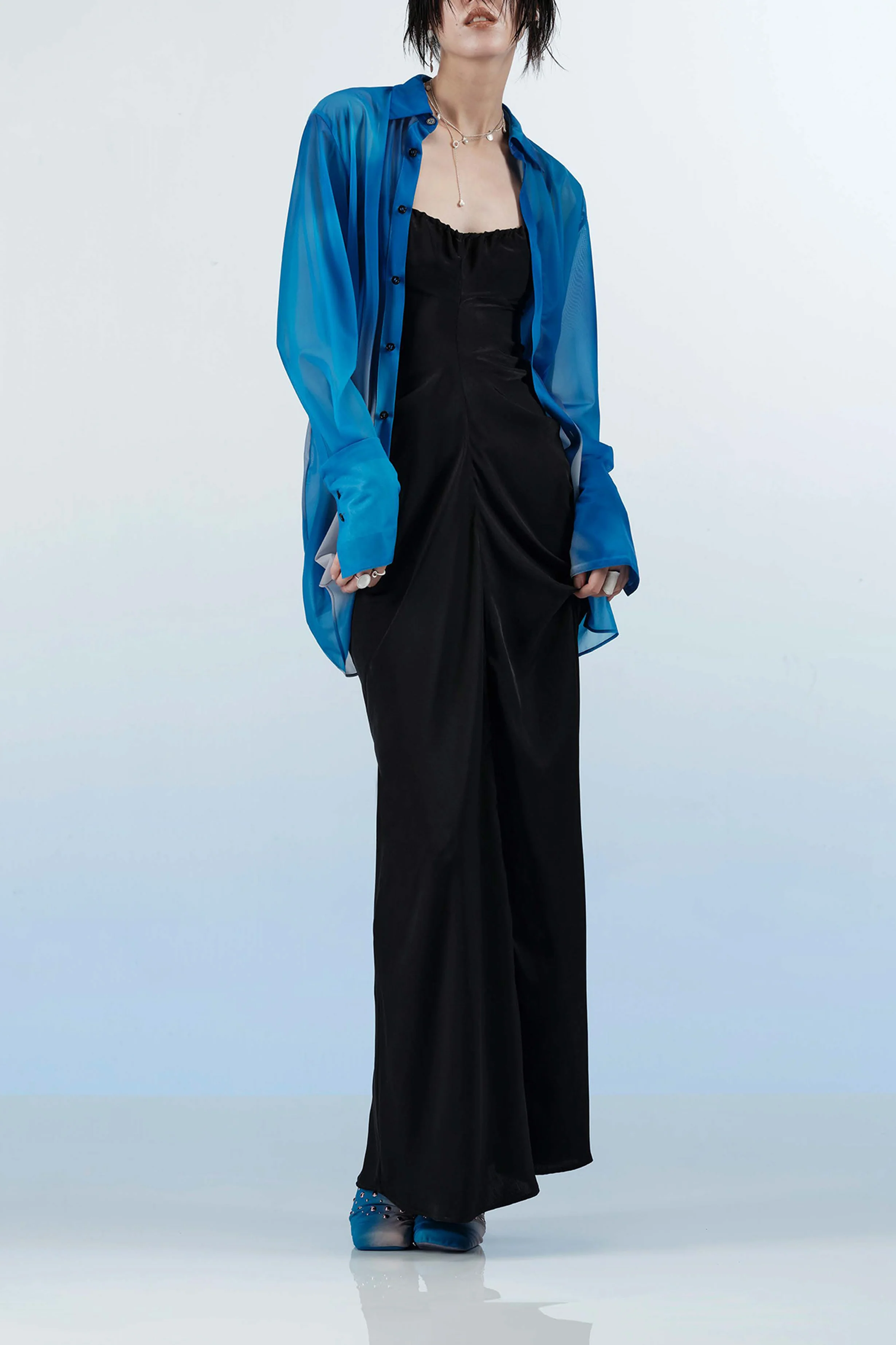 OUDE WAAG Draped Waist Open Back Dress OW-22SS-DS08 Black - Image 6