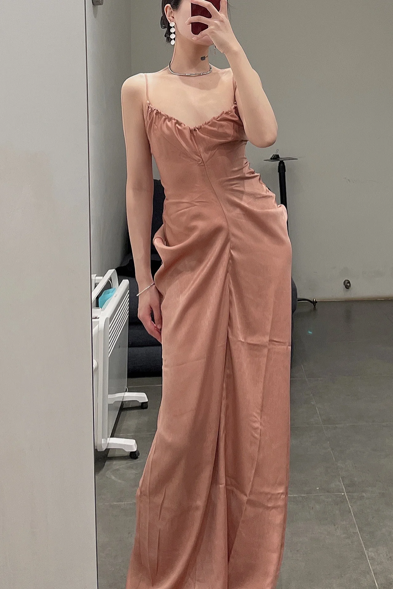 OUDE WAAG Draped Waist Open Back Dress OW-22SS-DS08 Red Orange - Image 8
