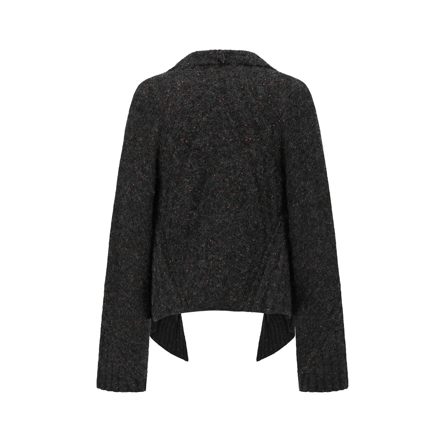 OUDE WAAG Fall/Winter 2025 Chunky Ribbed Knit Cardigan OW-OW-25AW-KT10A2GY890-SH Dark Grey - Image 6