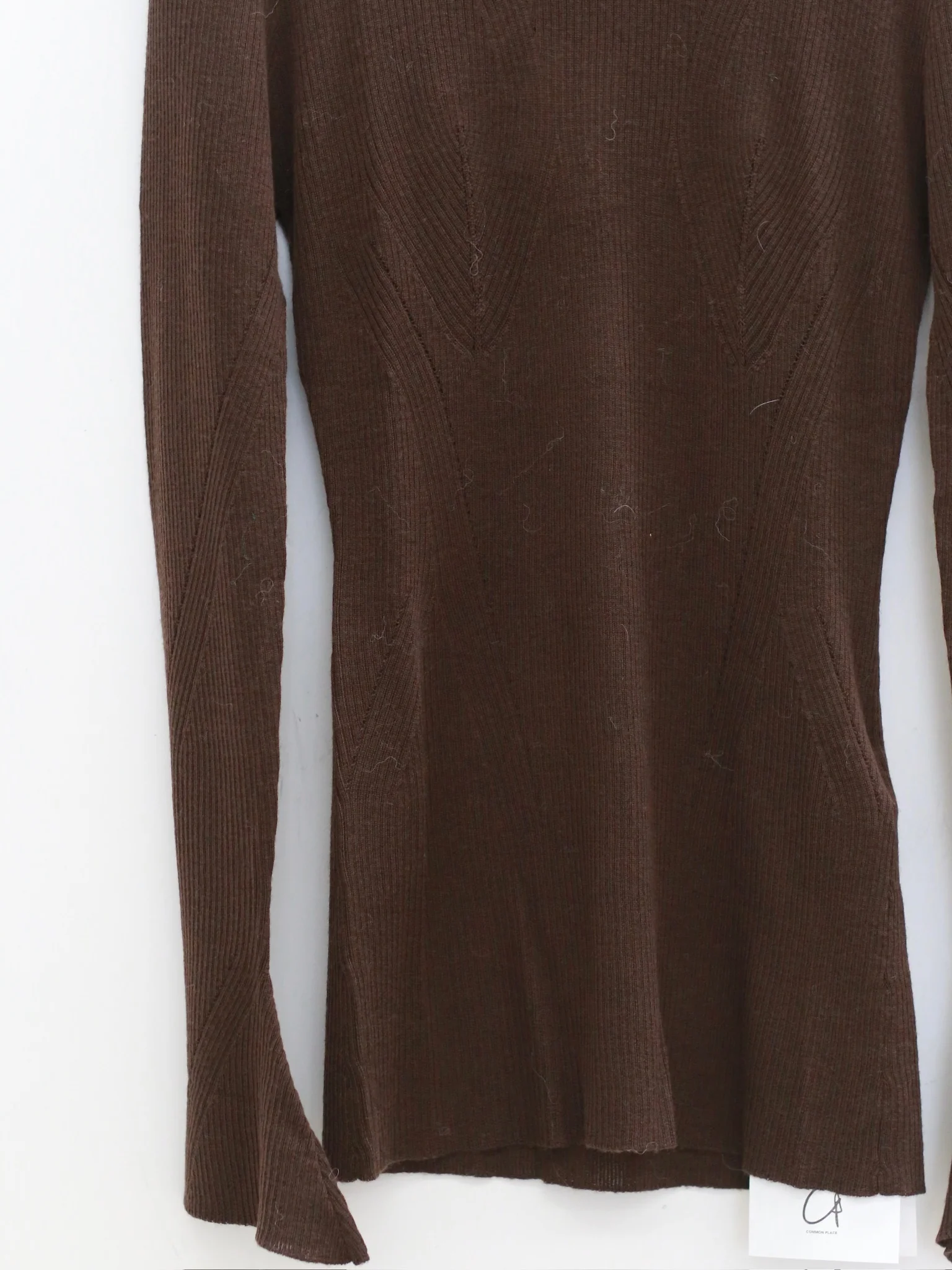 OUDE WAAG Fall/Winter 2025 Reversible Ribbed Wool Knit Top OW-OW-25AW-KT15W1BR440-KF Coffee Brown - Image 9