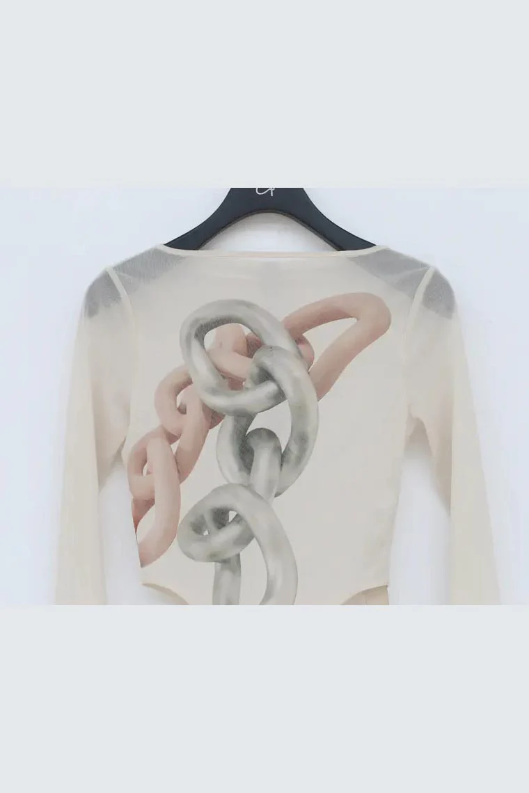 OUDE WAAG Flesh-colored chain print one-piece OW-20WH-UW01 POW55 - Image 11