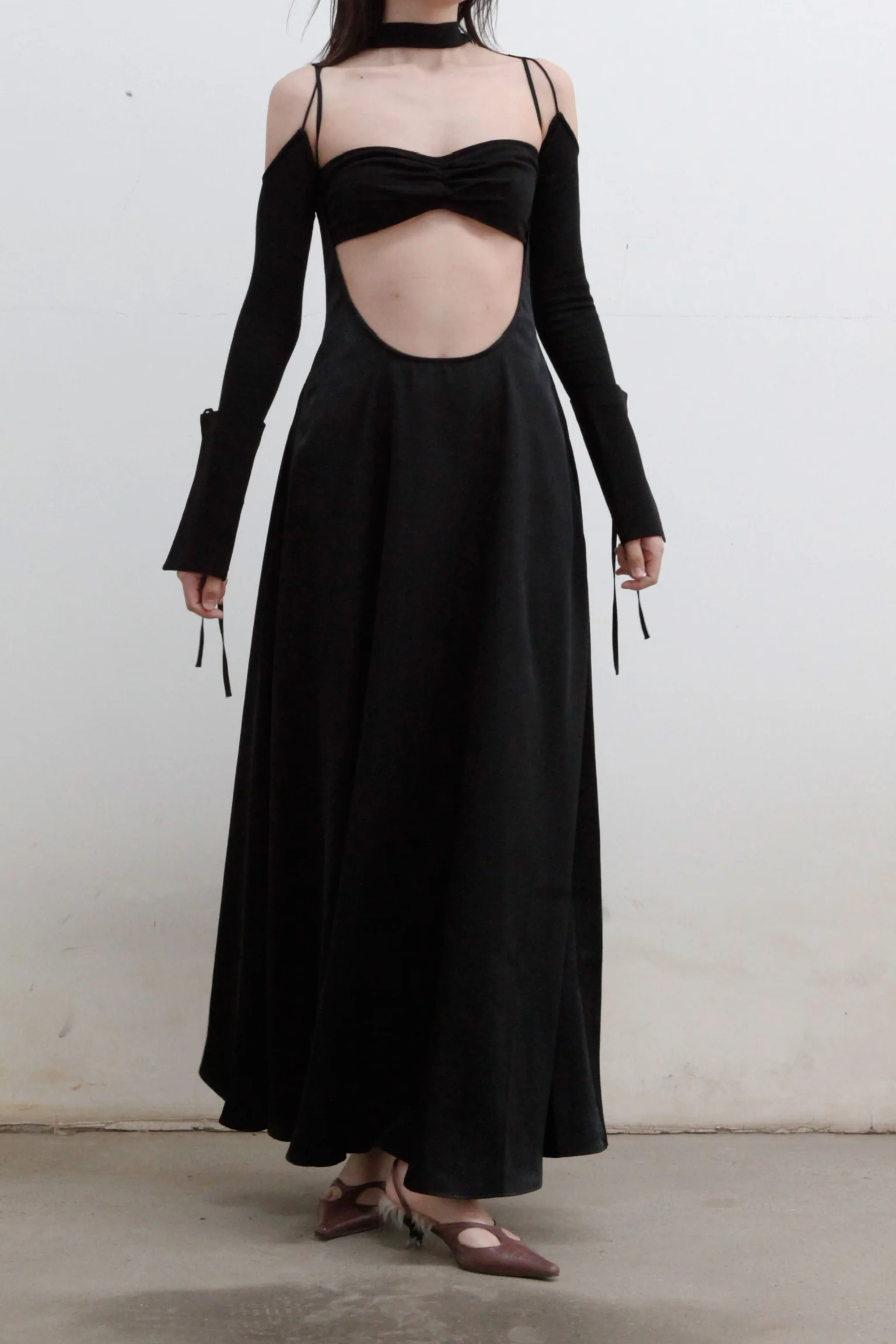 OUDE WAAG halterneck pleated tube top OW-22SS-AS07 black - Image 7