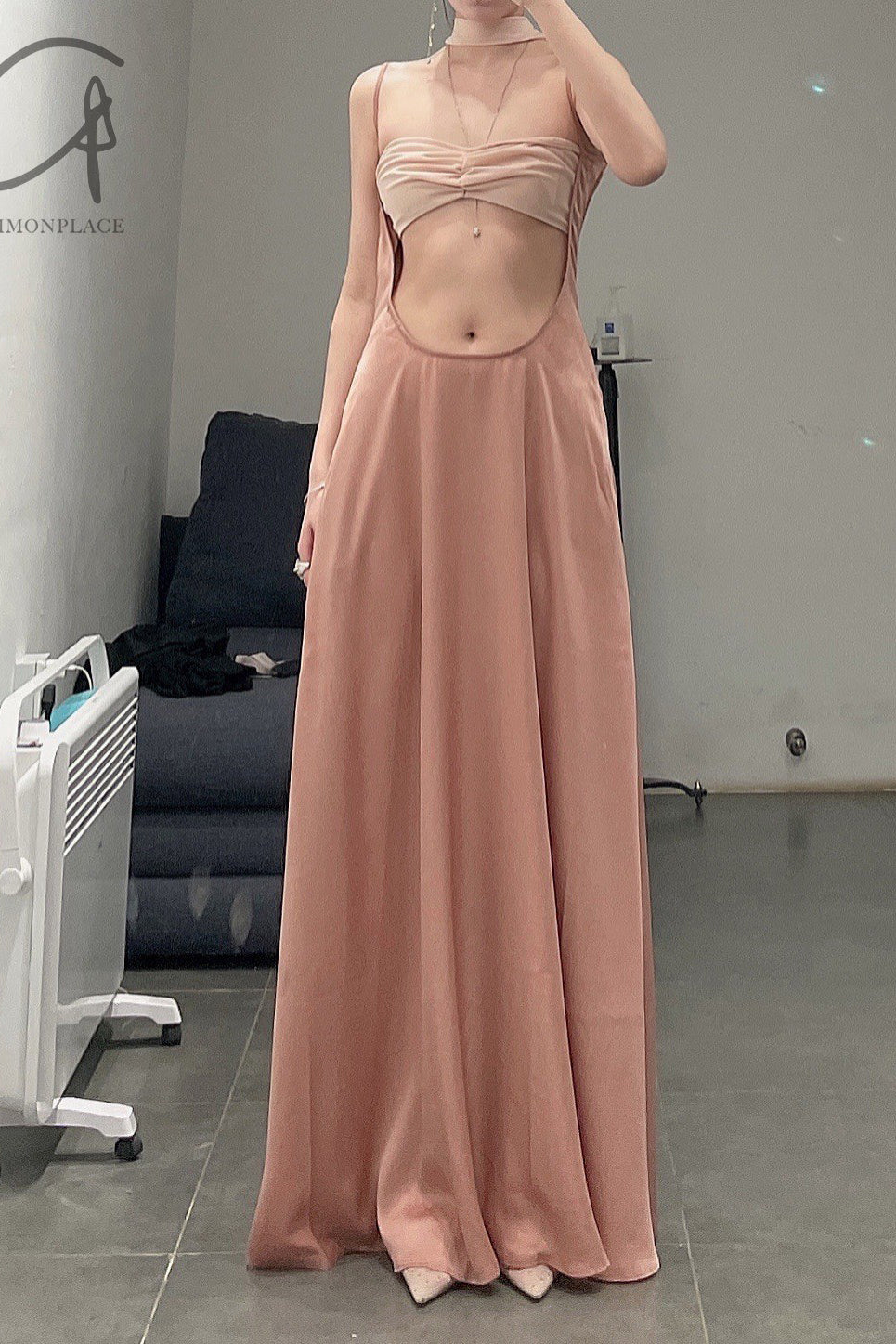 OUDE WAAG halterneck pleated tube top OW-22SS-AS07 nude - Image 8