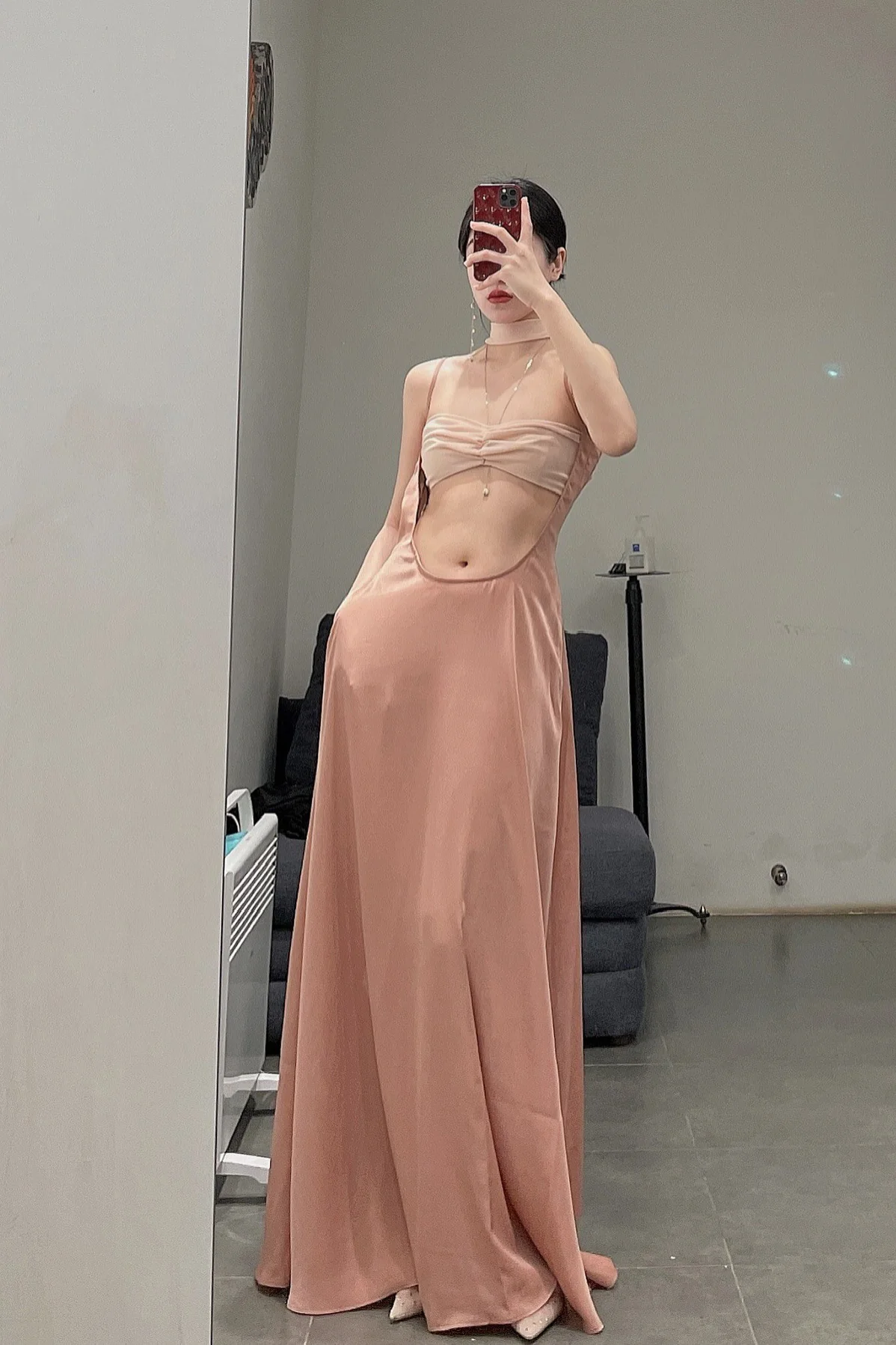 OUDE WAAG halterneck pleated tube top OW-22SS-AS07 nude - Image 9