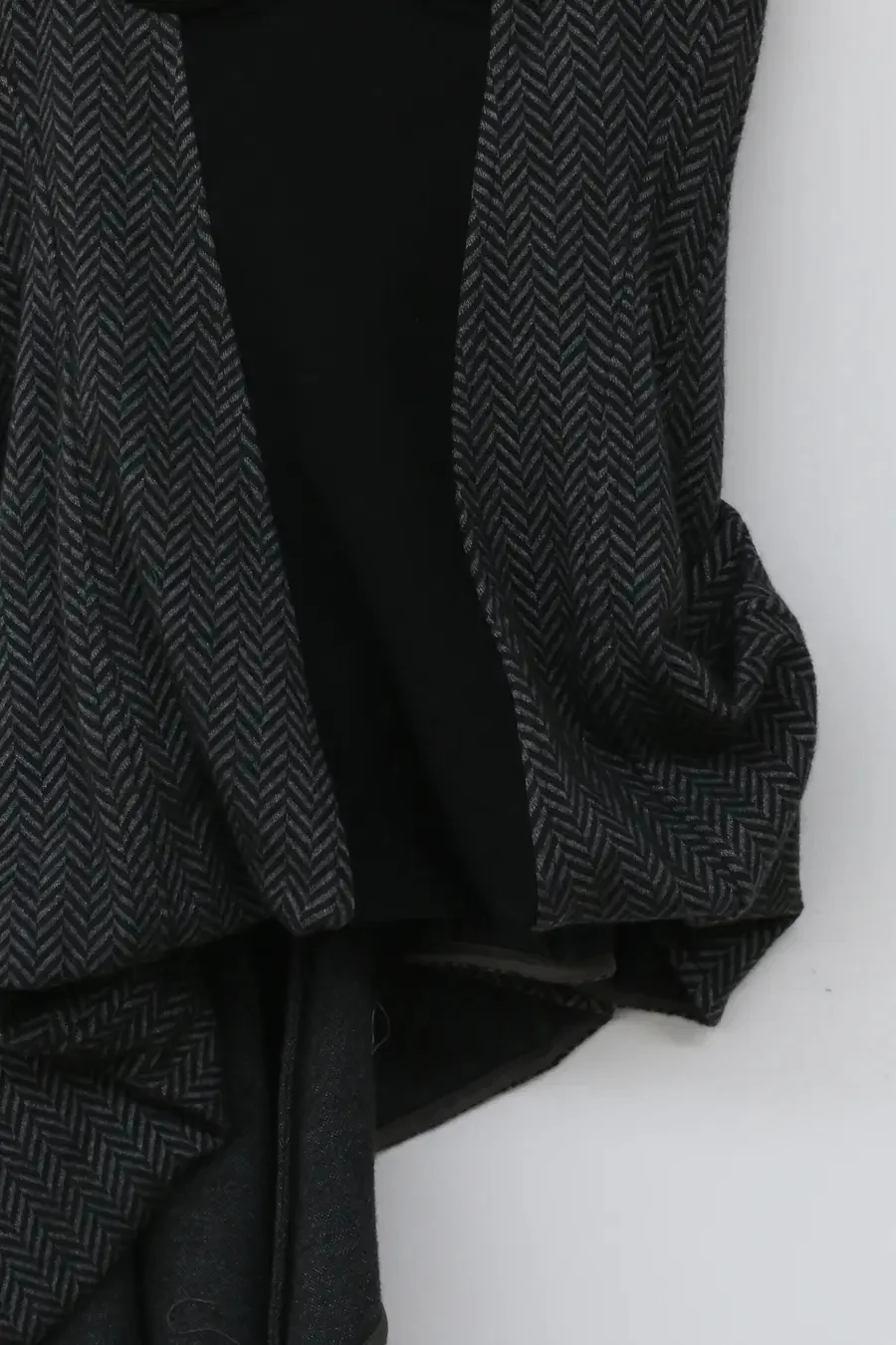 OUDE WAAG Herringbone Wool Panel Dress OW-21AW-DS05GY089 Gray Black POW7 - Image 10