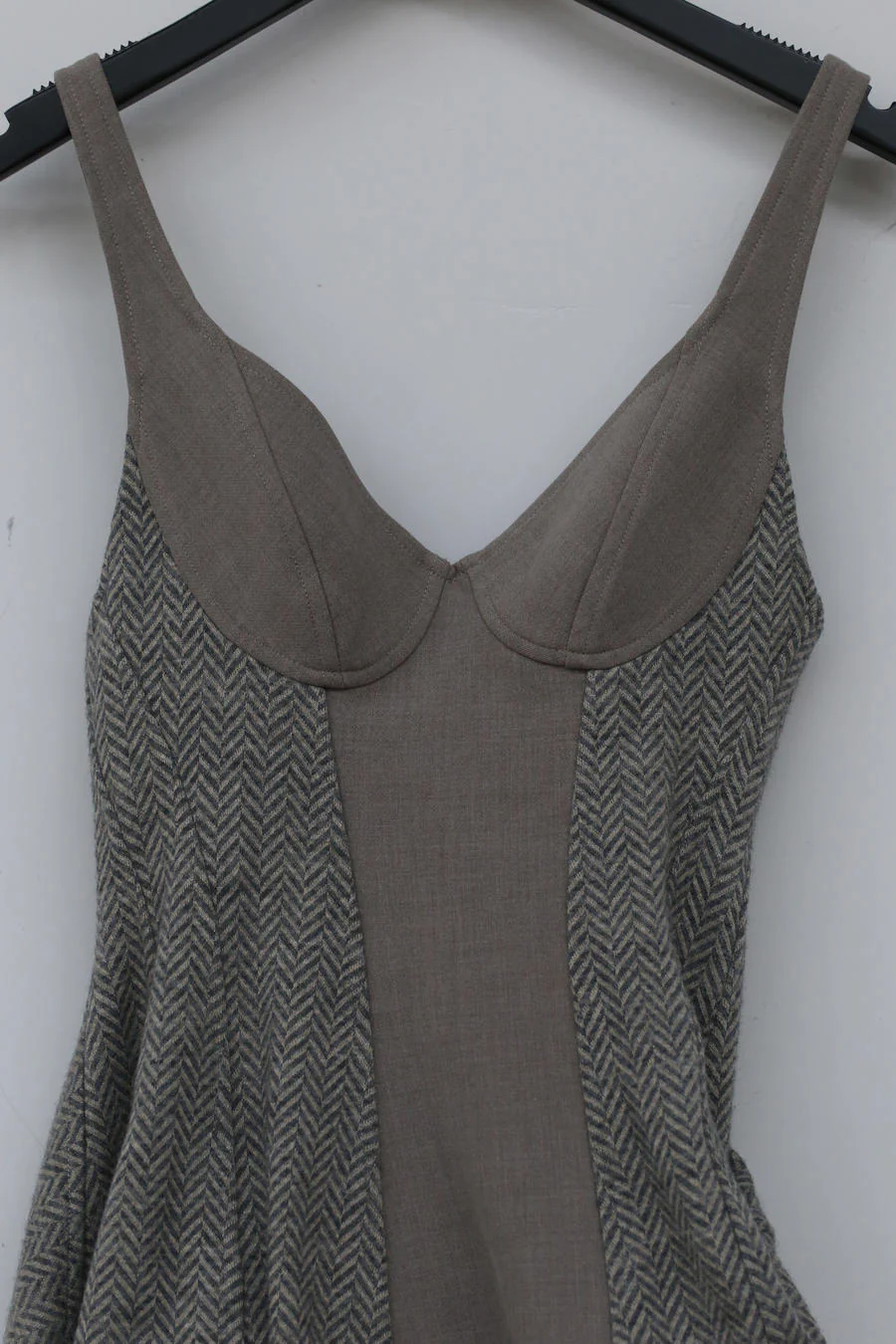 OUDE WAAG Herringbone Wool Panel Dress OW-21AW-DS05GY840 Light Grey POW7 - Image 10