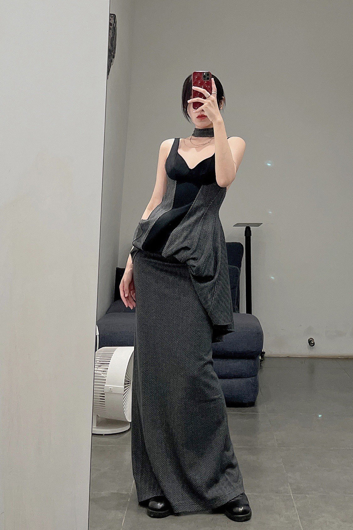 OUDE WAAG herringbone wool skirt around the neck OW-21AW-SK03BL900 black POW9 - Image 17