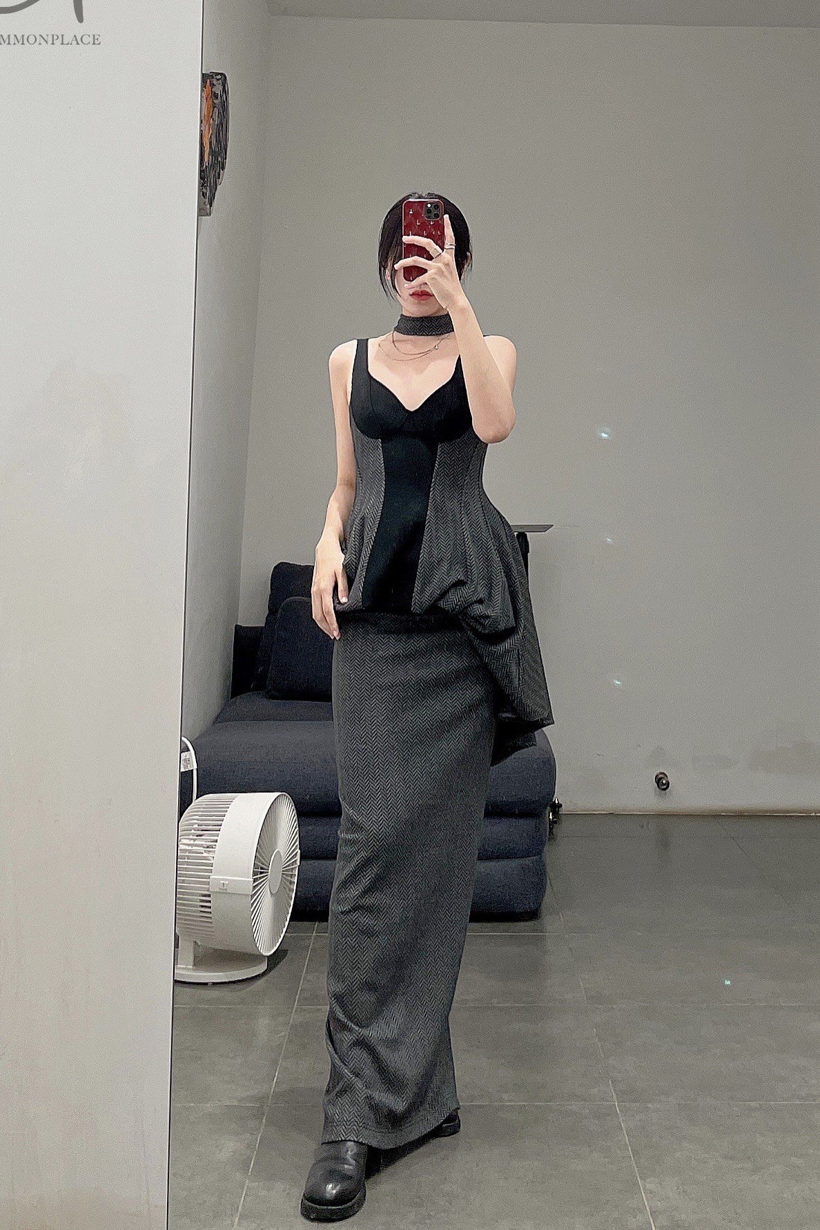 OUDE WAAG herringbone wool skirt around the neck OW-21AW-SK03BL900 black POW9 - Image 18