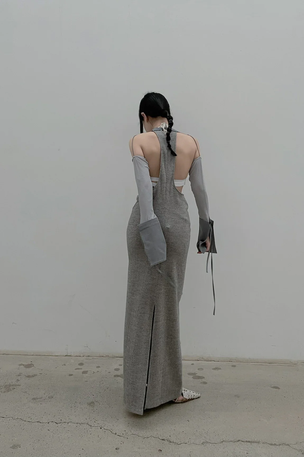 OUDE WAAG herringbone wool skirt around the neck OW-21AW-SK03GY840 light gray POW9 - Image 21
