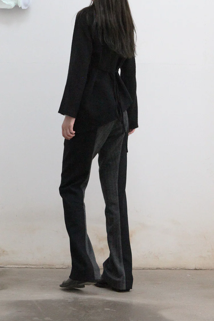OUDE WAAG herringbone wool stitching flared pants OW-21AW-PT02 black and gray - Image 3